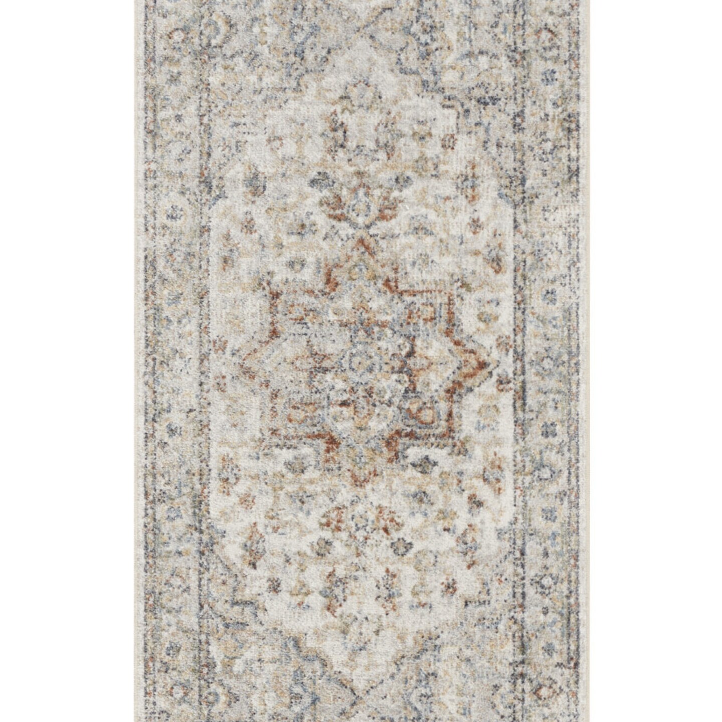 Edge Collections - 8' - Gray - Oriental Design Washable Runner Rug - 1 Piece