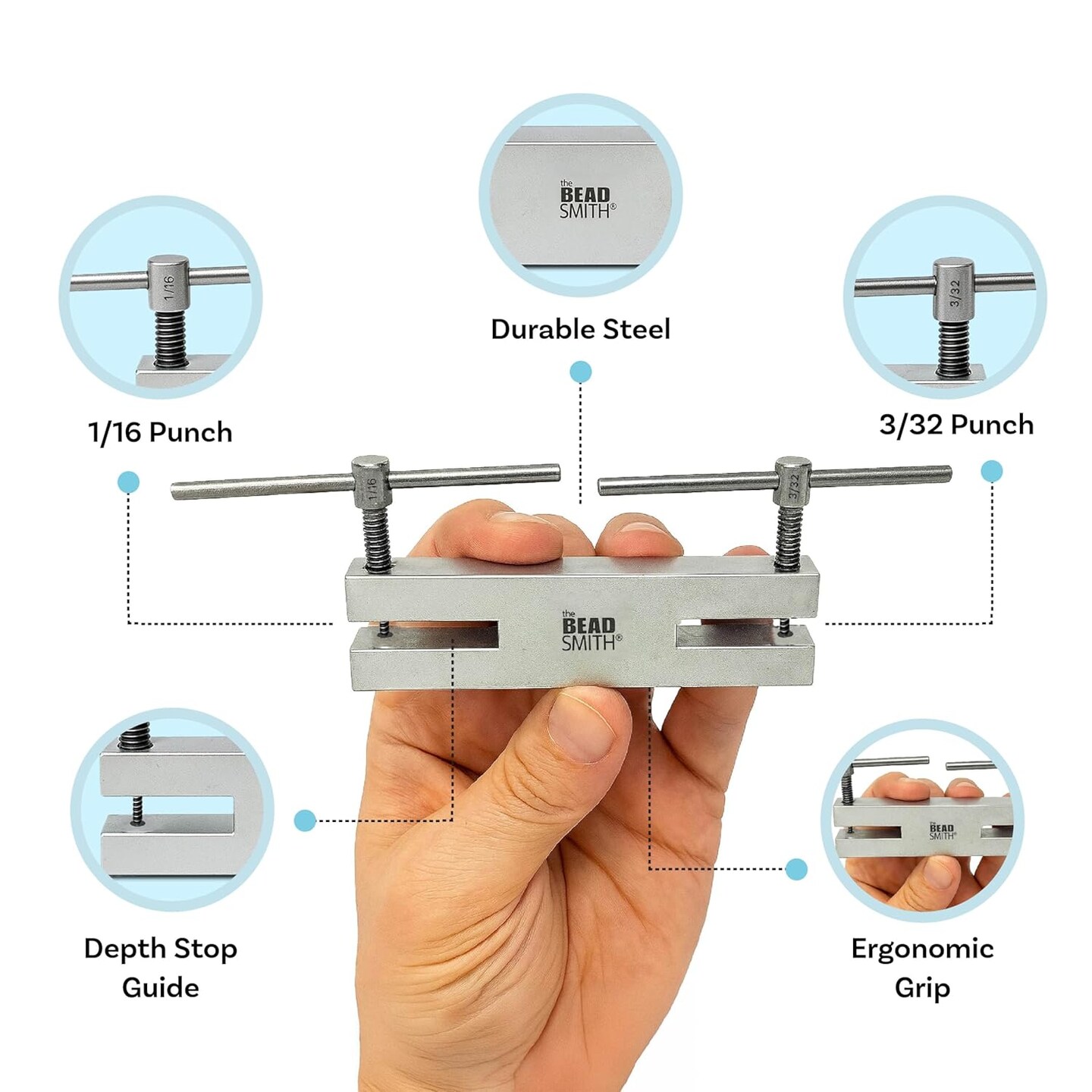 The Beadsmith Vintage Hole Punch Tool – Dual Tip 1/16" & 3/32", Precision Metal Punch for Jewelry Making, Leather, Crafts & DIY Projects