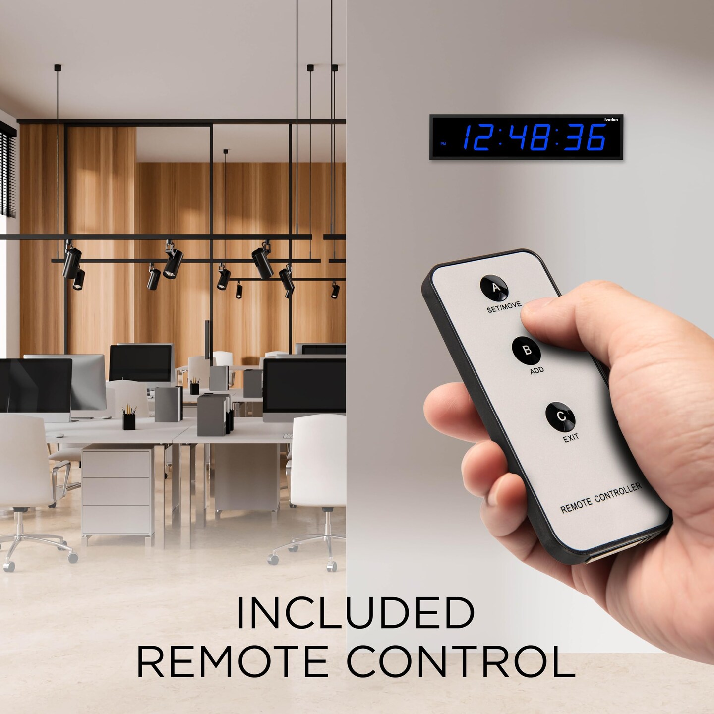 Ivation Huge 24 Inch Large Big Oversized Digital LED Wall Clock