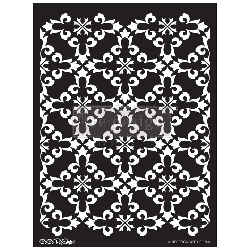 Redesign Stencil - CECE Gothic Trellis 18x25.5 - sheet size 18x25.5, design size 16.7x21.8 plastic