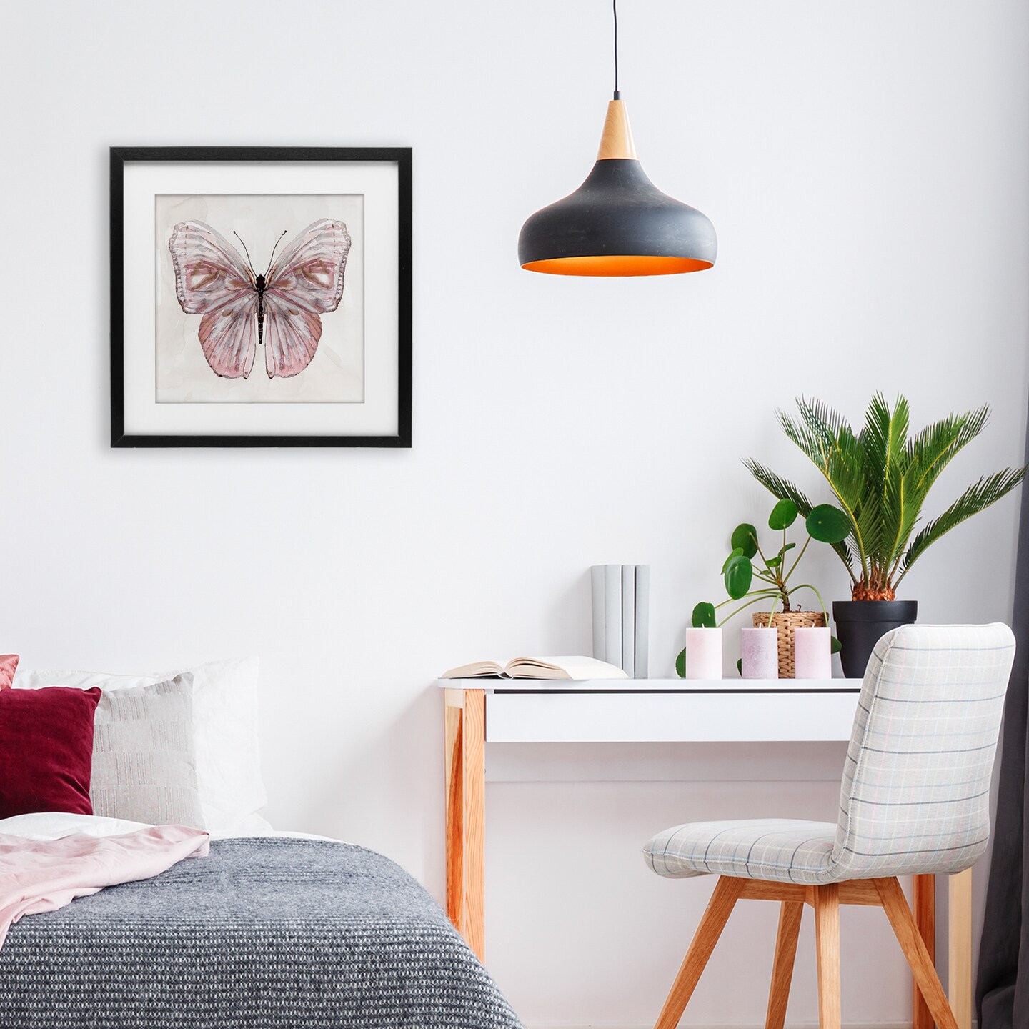 Stupell Industries Muted Pink Butterfly Framed Print Under Glass, design by Carol Robinson