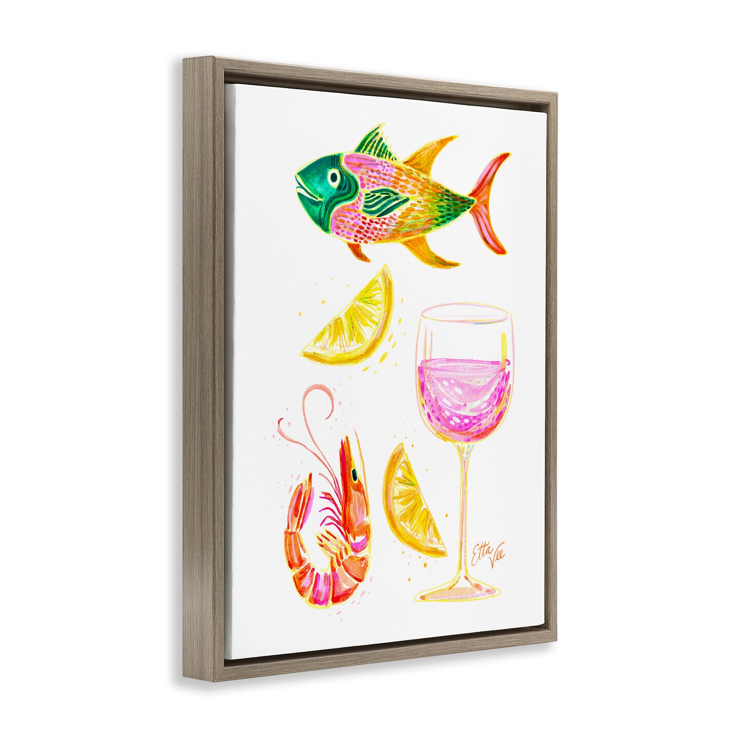 Stupell Industries Summer Seafood & Wine Floating Frame, design by EttaVee