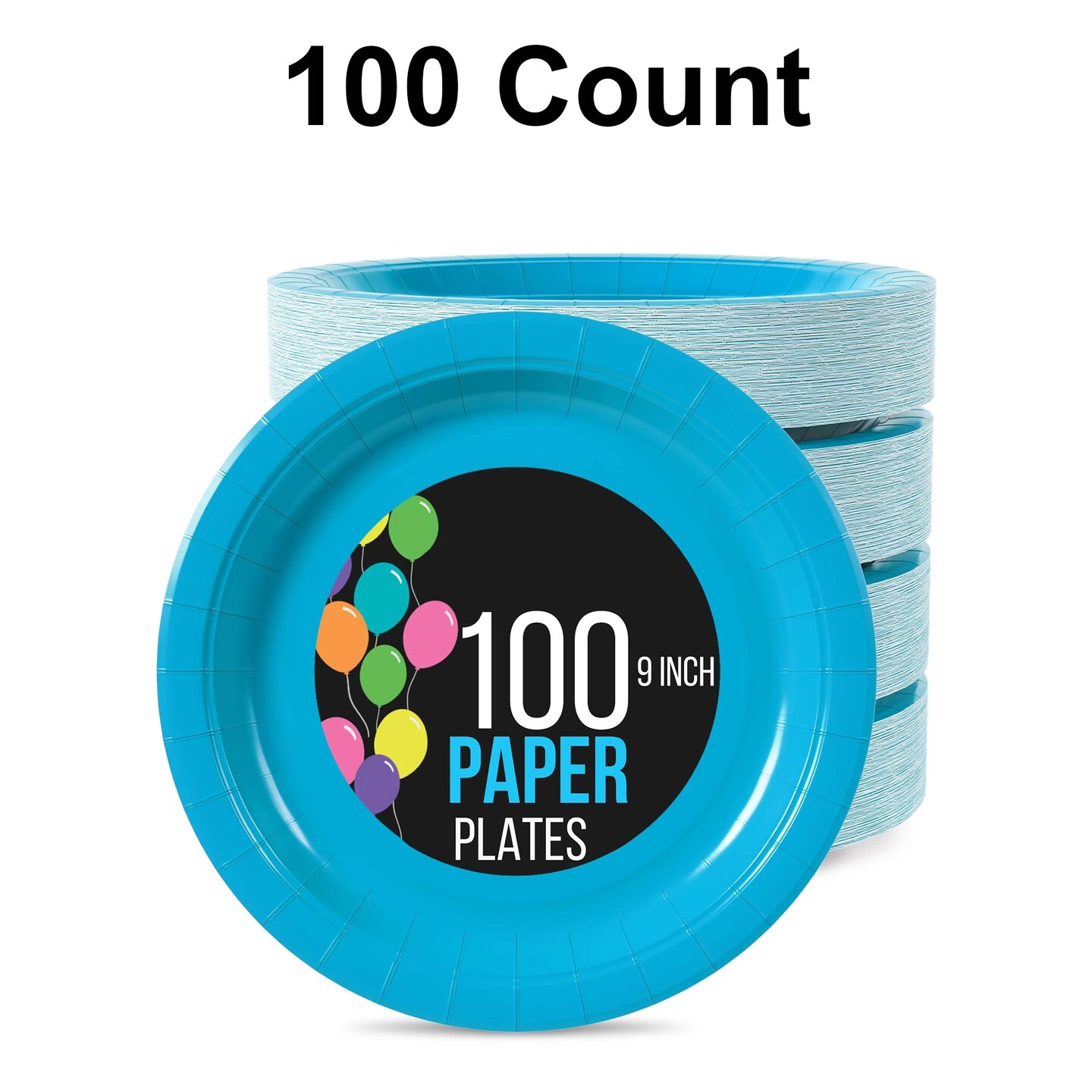 100 Count Turquoise Paper Plates 9 Inch Disposable Plates for Parties Events and Picnics