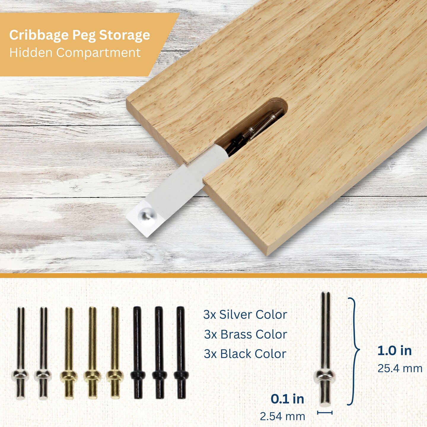 WE Games Classic Cribbage Set - Solid Wood Continuous 3 Track Board with Metal Pegs