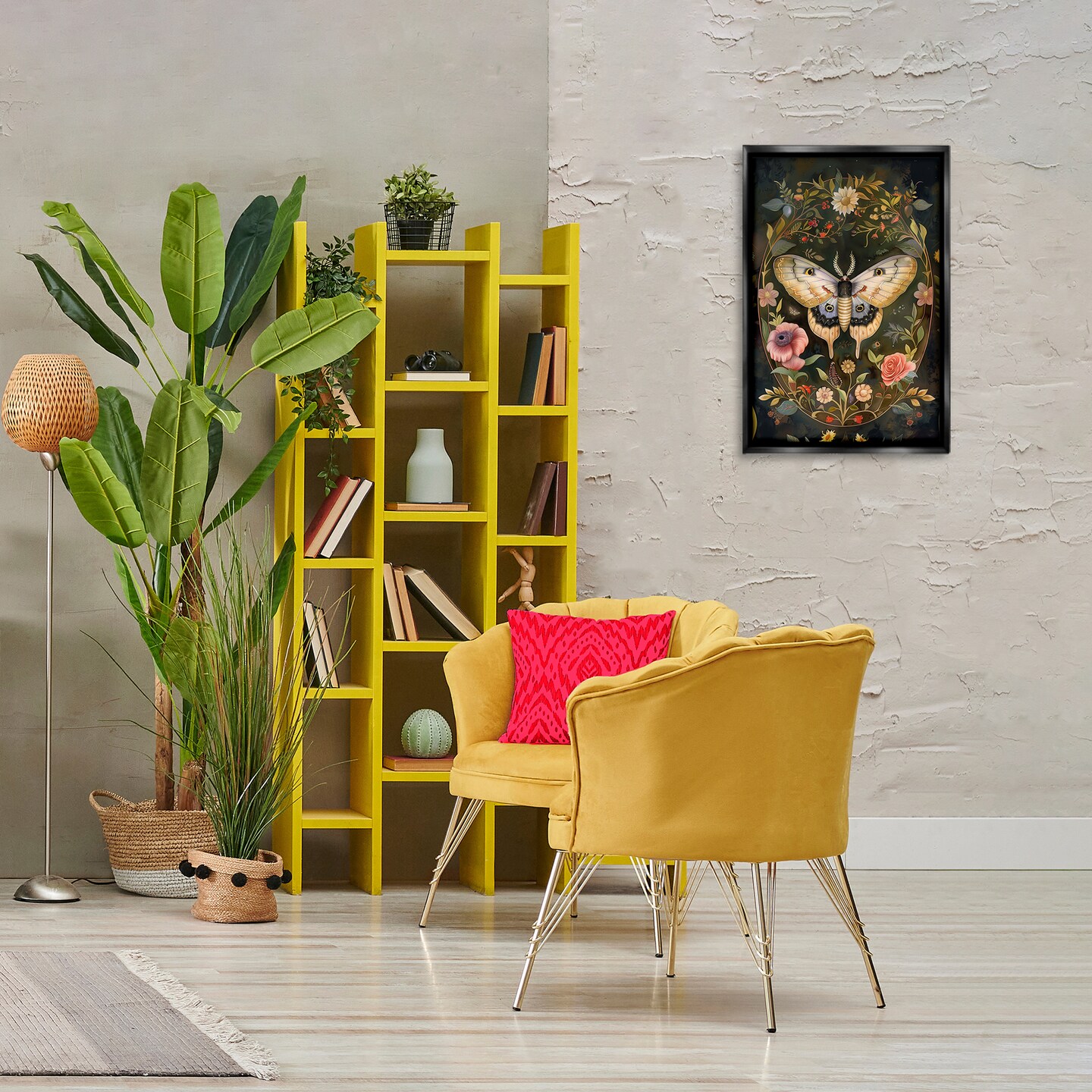 Stupell Industries Victorian Botanicals &#x26; Moth Floating Frame Design by The Dutch Lady
