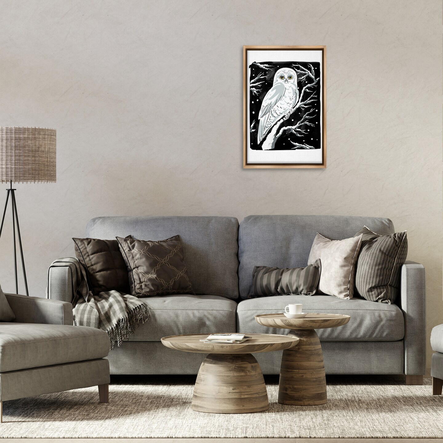 Stupell Industries Forest Owl &#x26; Calm Snowfall Floating Frame Design by Hannah Moren