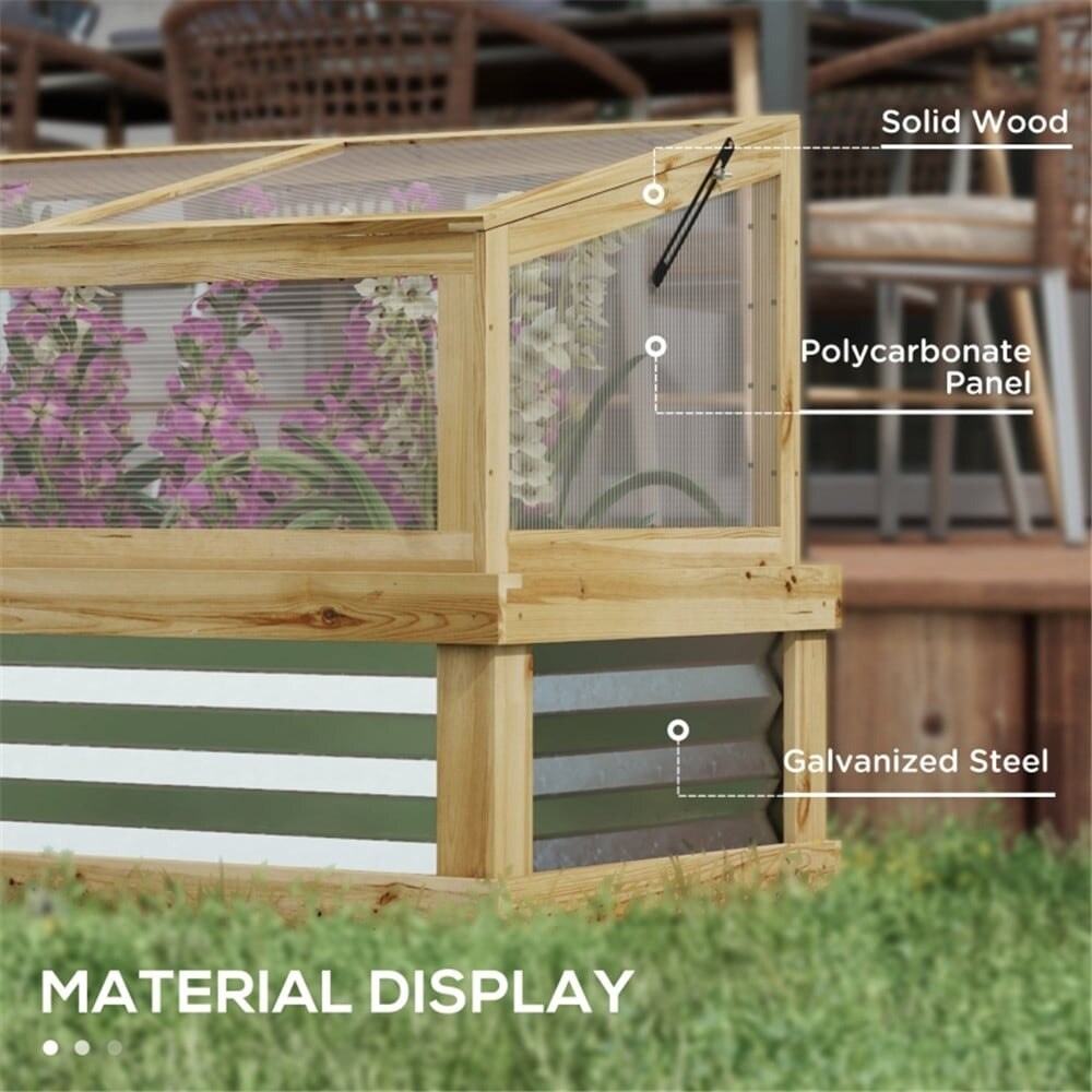 Lean-To Wooden Raised Garden Bed with Cold Frame