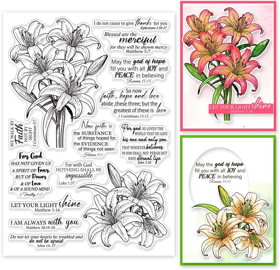 Lily Bible Vase Clear Stamps for Christmas Cards Making 5.83x8.27inch ...