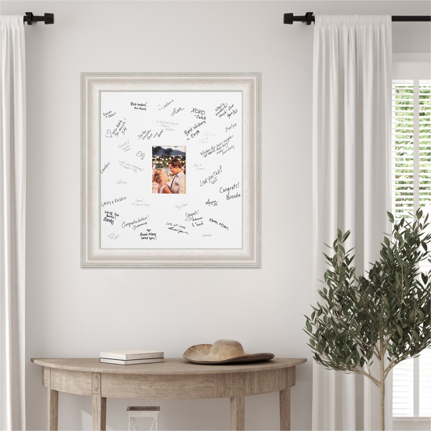 Trio Signature Mat Picture Frame, Photo Frame Wedding Guest Book Alternative, Autograph Picture Mat for Signature Board, Wedding Celebrations Graduations Support Encouragement or Retirement