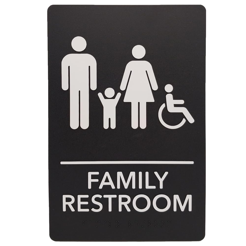 ADA-Compliant Wayfinding Signs &#x2013; Durable, Non-Glare, Scratch-Resistant &#x26; Ready to Install. Featuring Grade 2 Braille &#x26; Raised Tactile Text, These Premade Signs Ensure Easy Compliance for Businesses 2 Pack