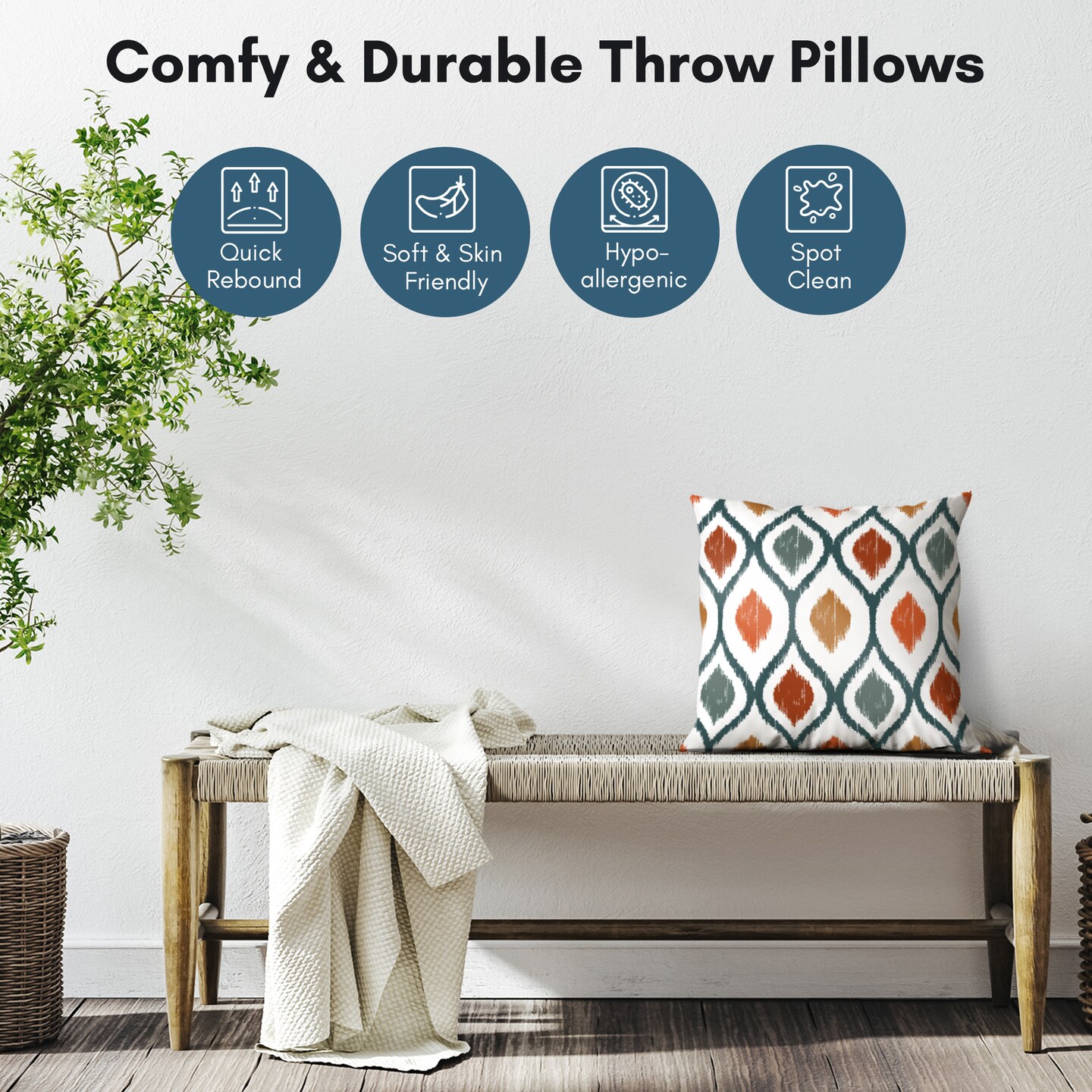 Americanflat Diamond Pattern Design Throw Pillow with Premium Polyester