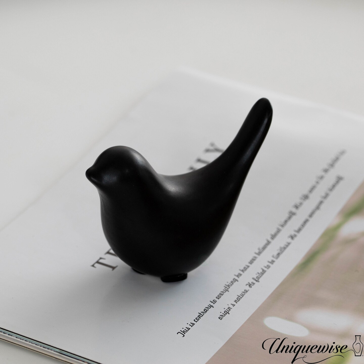 Uniquewise Set of 2 Black Ceramic Bird Statue