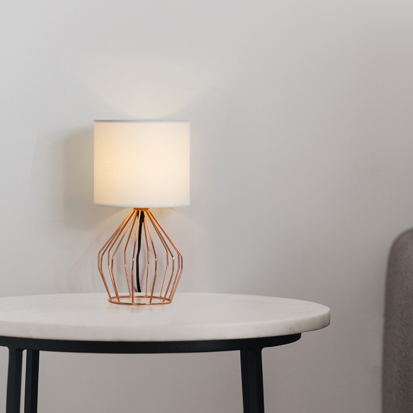 Rose Gold Bedside Table Lamp Modern Hollow Base