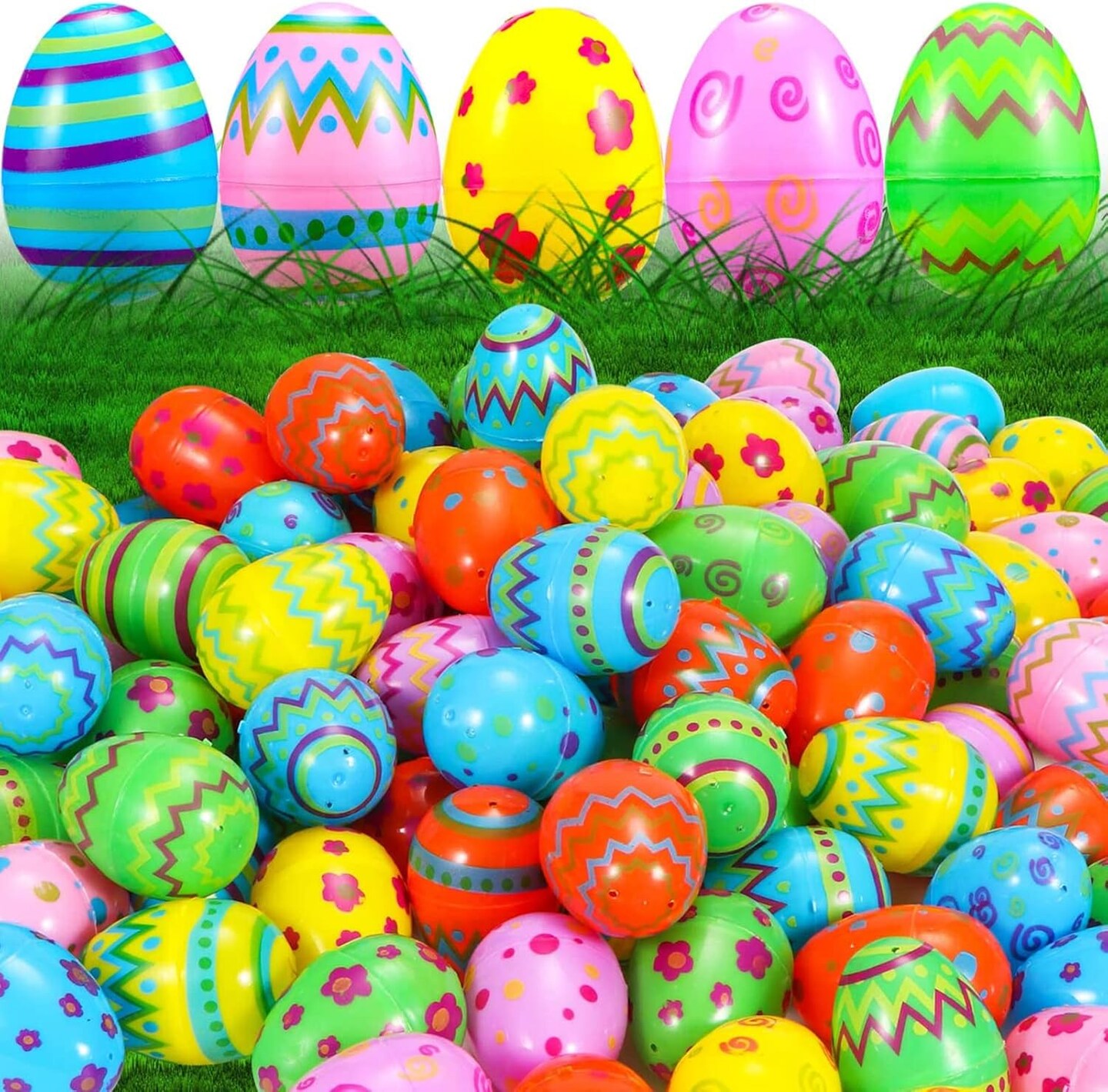 36PCS Plastic Easter Eggs Bulk, Fillable Painted Easter Egg Decoration, Easter Basket Stuffer for Easter Egg Hunt, Classroom Prize Supplies, Filling Treats and Party Favor