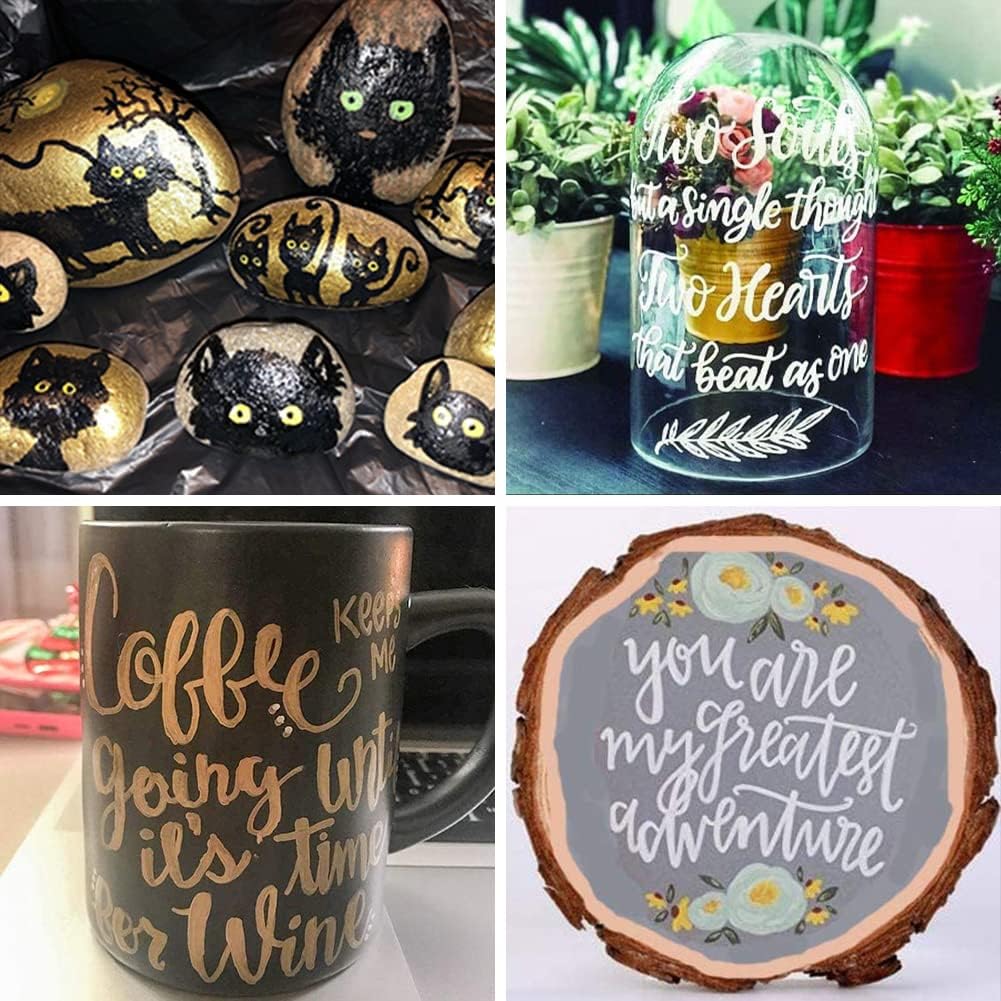 Permanent Paint Markers Pens - 3 Pack Black Oil Based Paint Pens, Medium Tip, Quick Drying and Waterproof Marker Pen for Metal