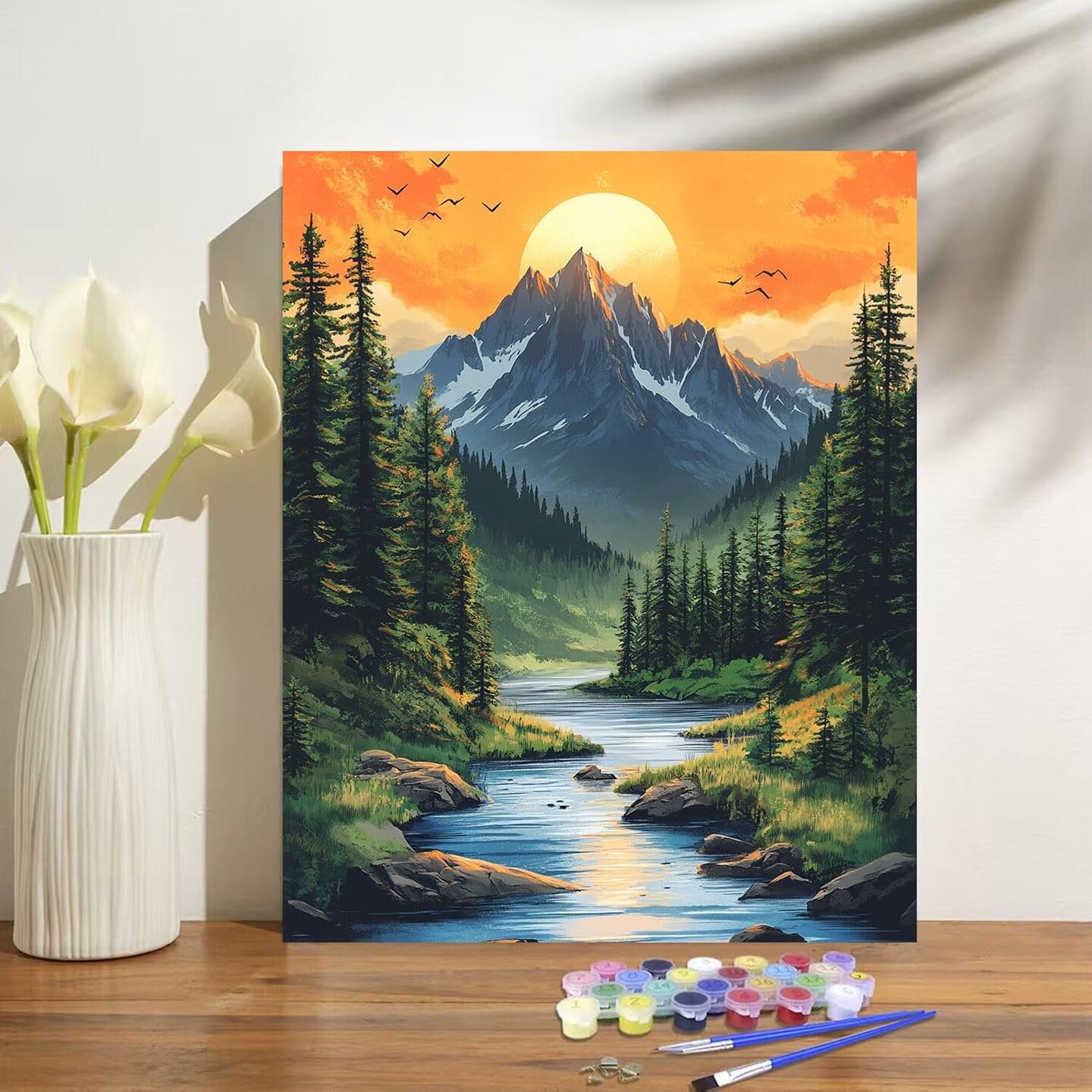 Mountain Paint by Numbers Kit for Adults Beginner Sunset
