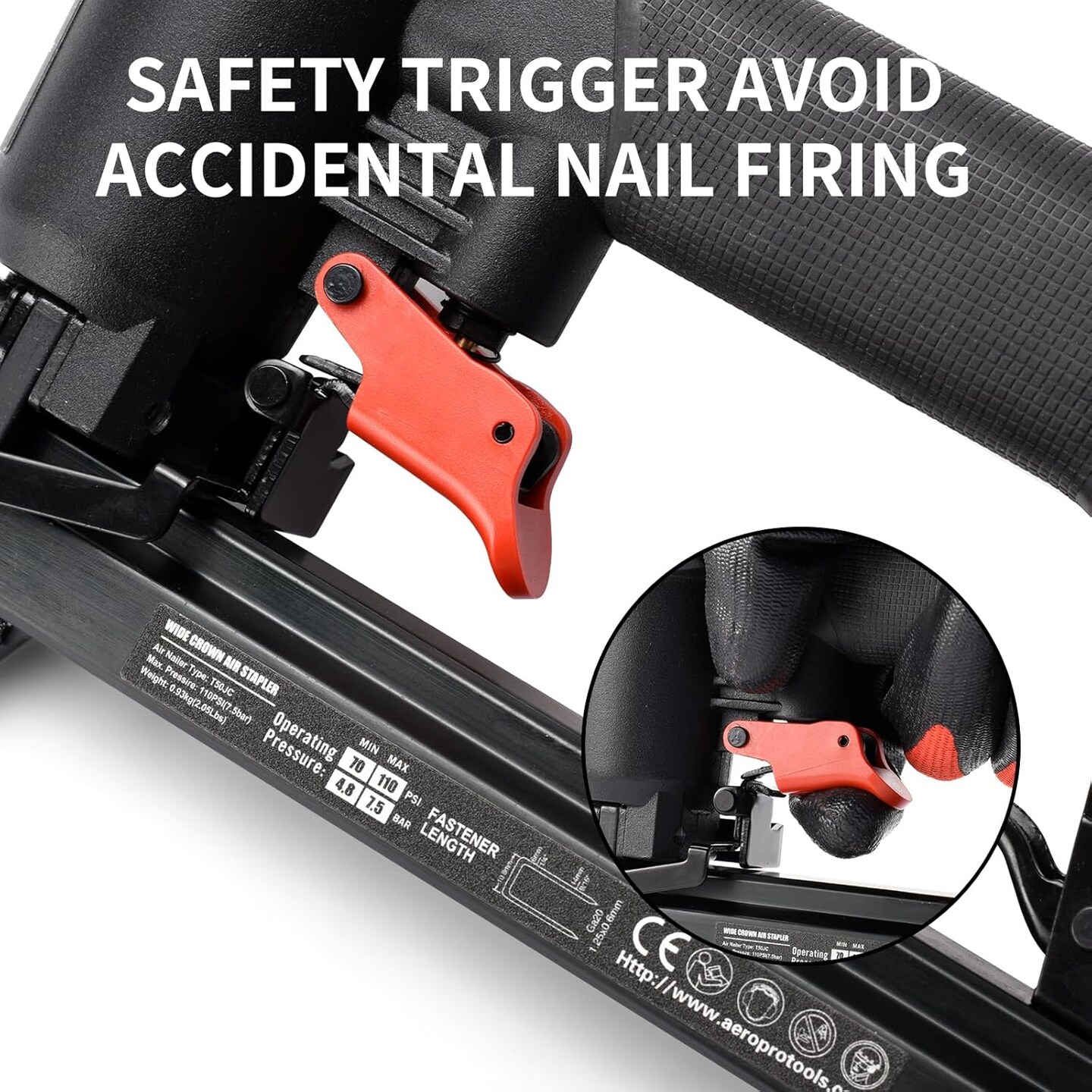 Tools T50JC 20 Gauge Crown Air Stapler Pneumatic Staple Gun with 1200pcs Staples, 1/4-Inch to 9/16-Inch Upholstery Stapler for Upholstering, Woodworking and DIY Projects