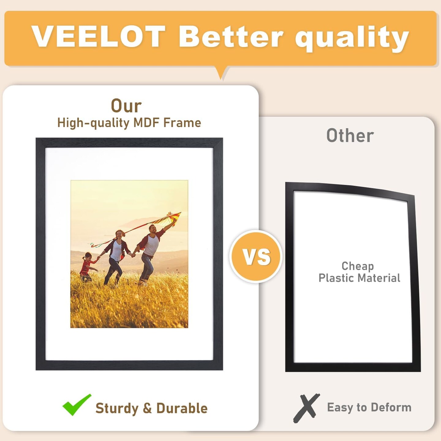 8x10 Picture Photo Frame, Oak Photo Frame Display 5x7 Pictures With Mat, 8by10 Picture Frames