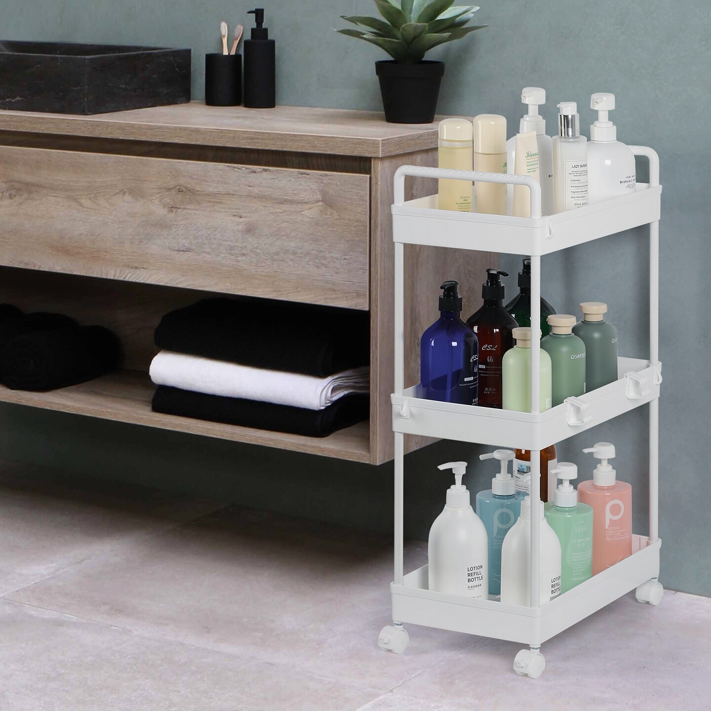2pcs 2 - Tier Kitchen Slide Out Rolling Rack Storage Cart Organizer with Wheels