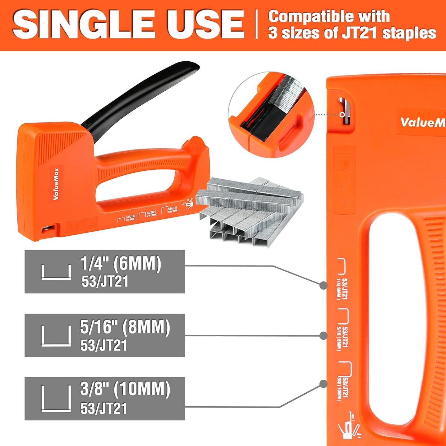 Light-Duty Staple Gun Kit, includes 1600PCs 5/16&#x27;&#x27; Staples, Manual JT21 Staples, for Upholstery, Material Repair, Decoration, Furniture, DIY Use