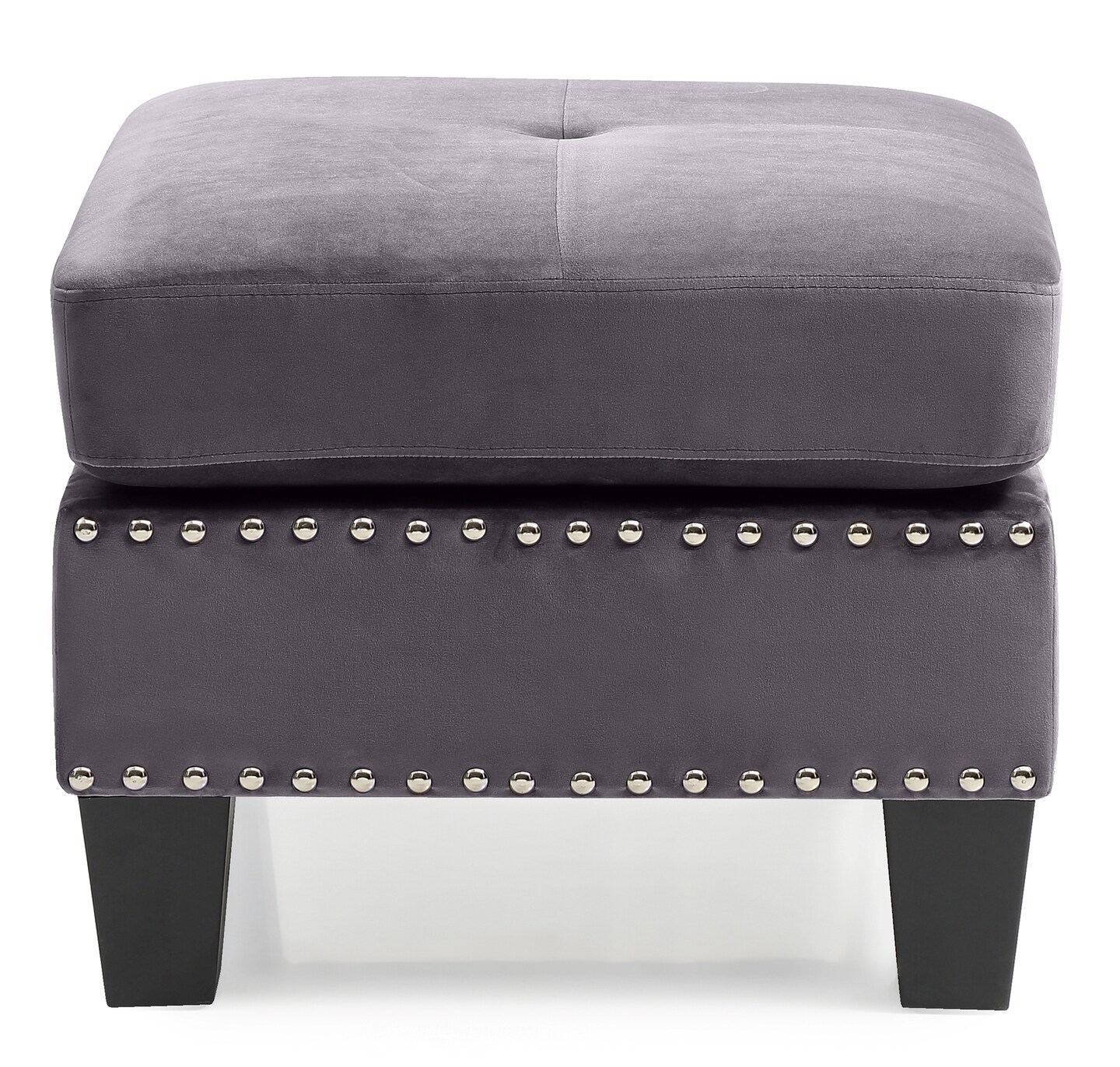 Contemporary Home Living Nailhead Trim Upholstered Tufted Ottoman - 23" - Gray