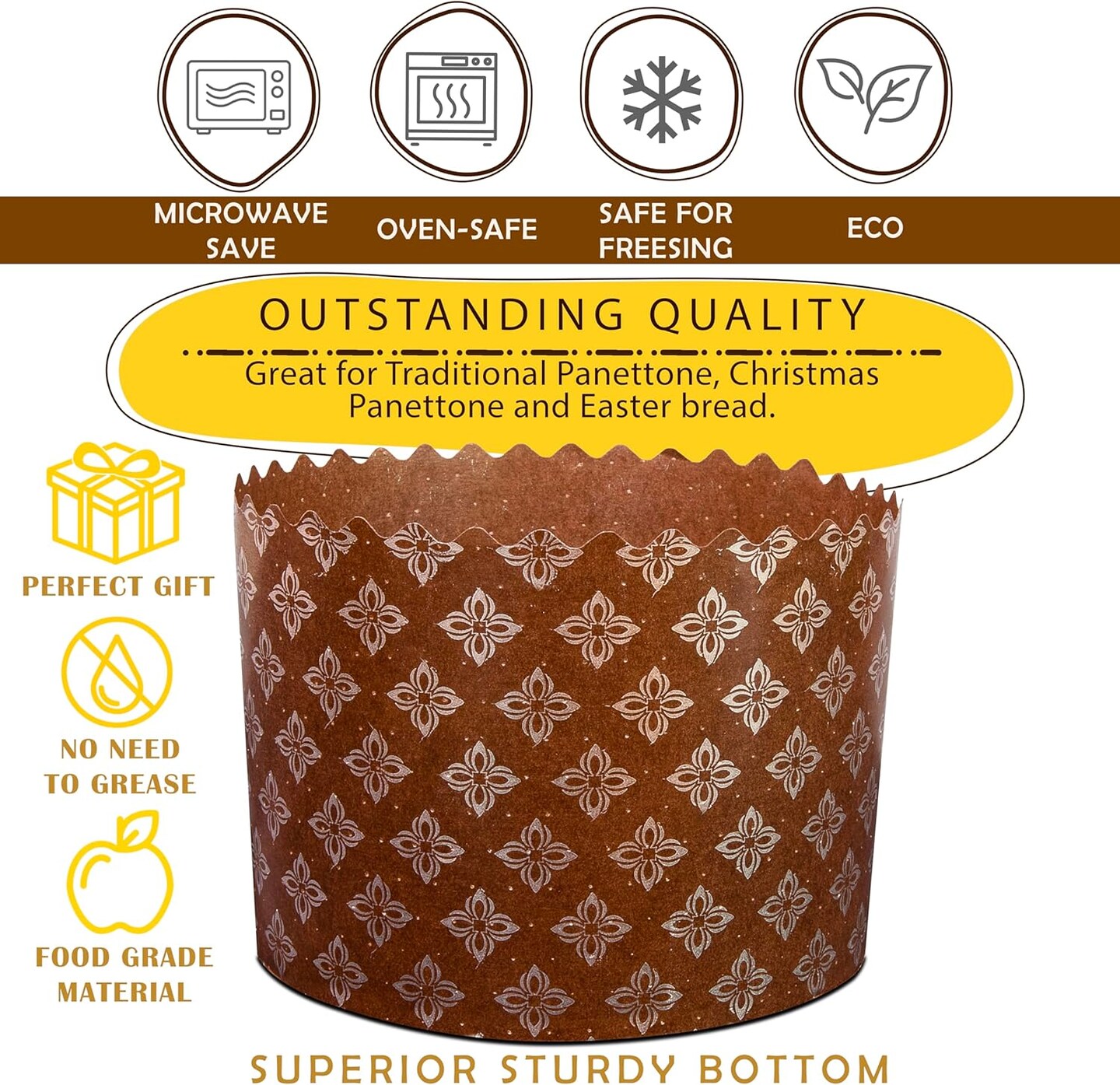 12oz Panettone Paper Baking |Molds - 12pcs, H 3.14x4.33″ W (8cm x11cm) Kulich Mold - Round Panettone Paper Baking Molds - Pans Paper Panettone - Easter Bread Paper Baking Form