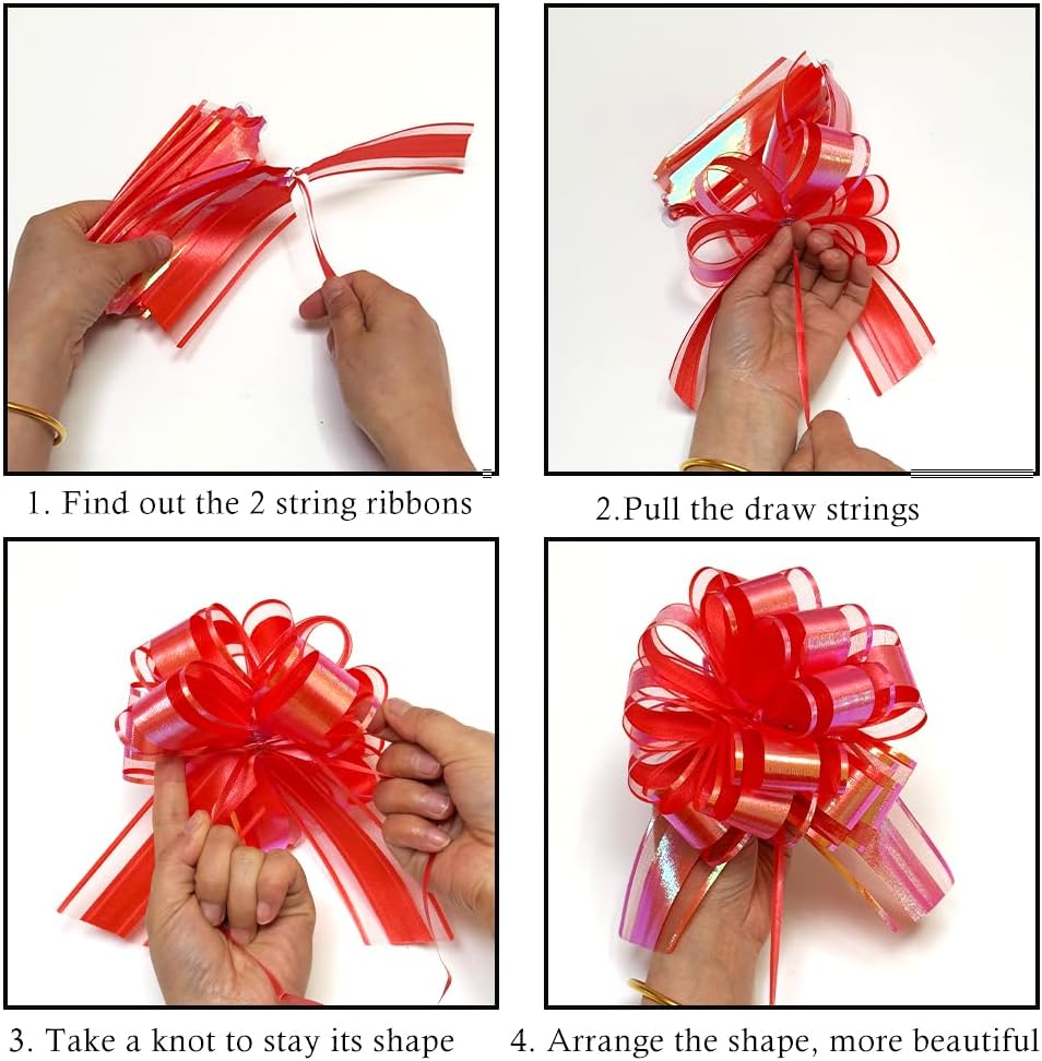 24 Pcs Rainbow Finish Bows for Gift Wrapping Set, 6 Inch Gift Bows, Party Decorations, DIY Crafts, Wedding Decorations,Party Supplies(Rainbow Multi-Color)