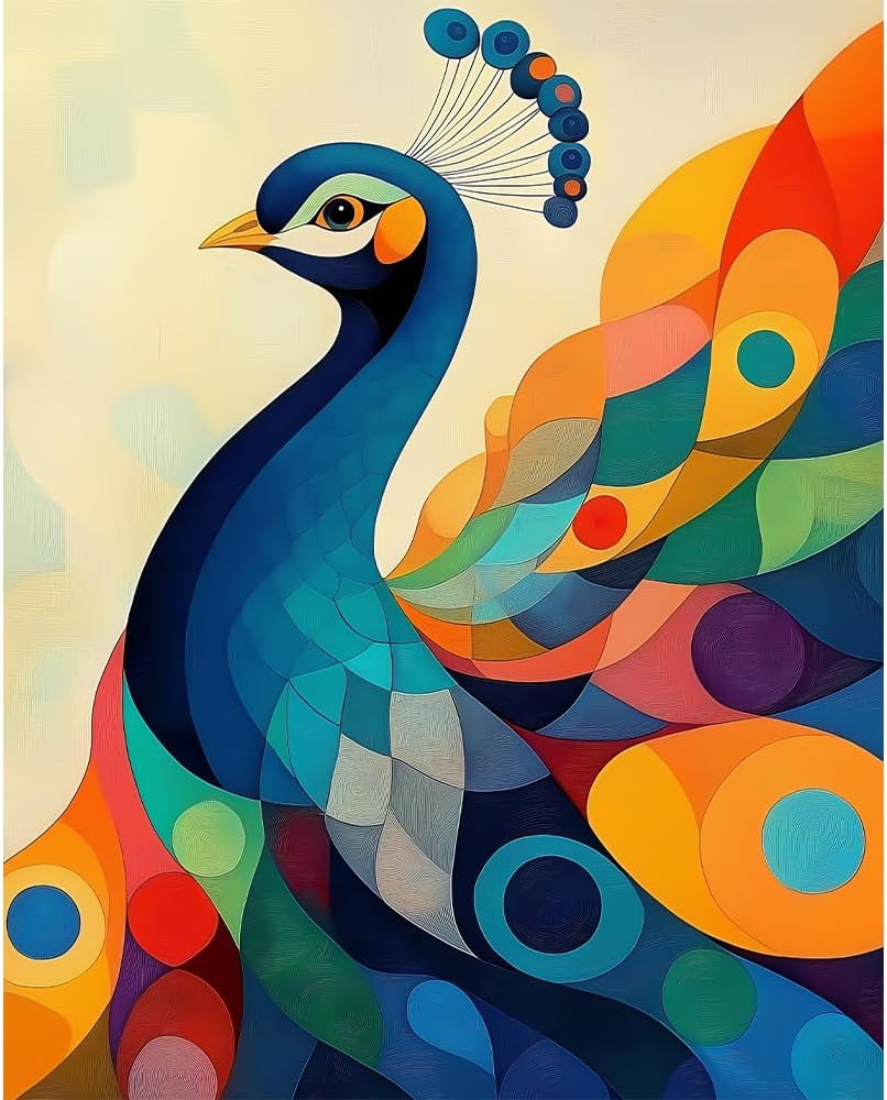 Painting by Numbers for Adults - Peacock Adult Paint by Number Kits for Beginners, Animal DIY Art Craft Kits for Ideal Gift No Frame (16x20 Inch)