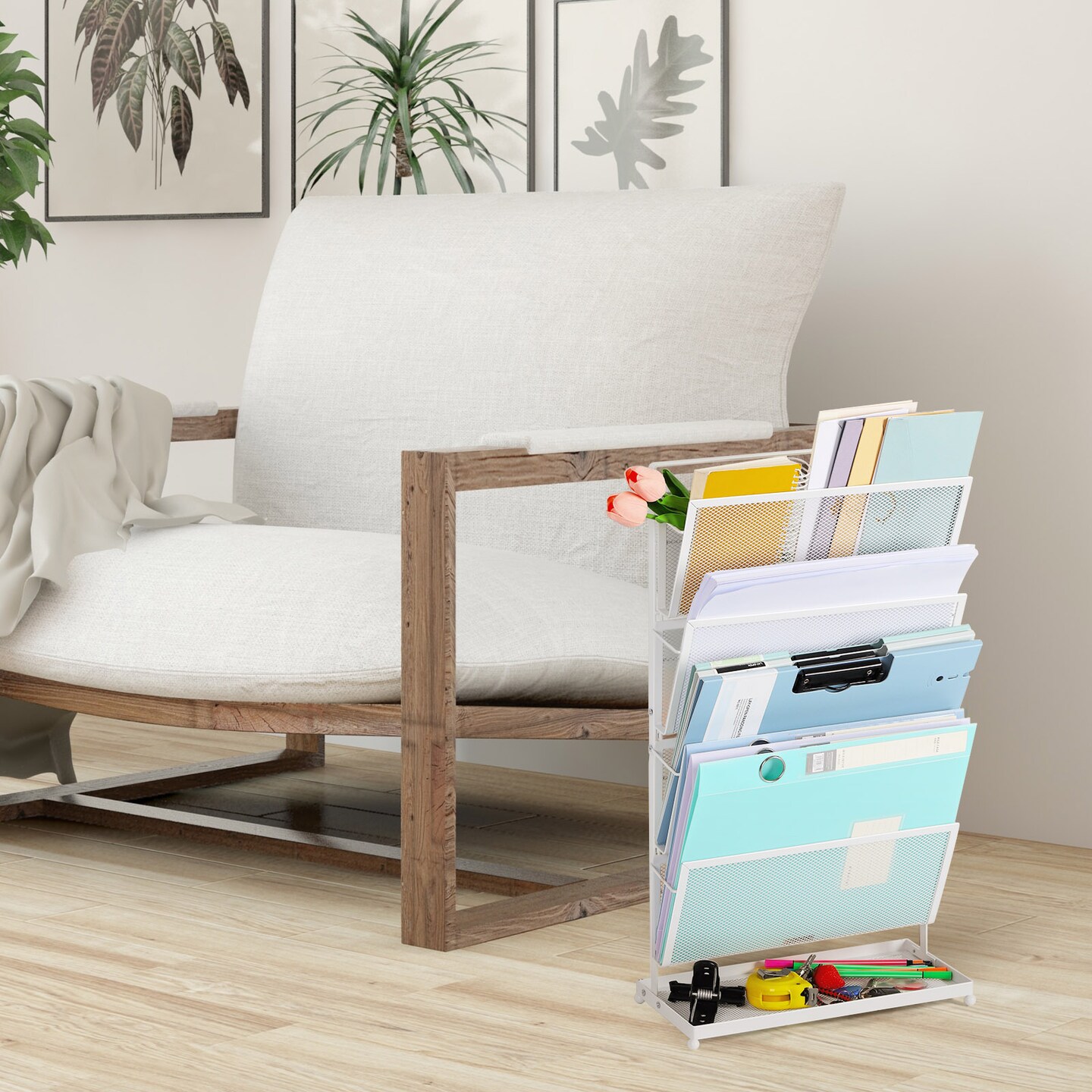 Bookend Bookshelf Desktop Book Storage Rack, Document Display Stand, Newspaper and Magazine Office File Organizer