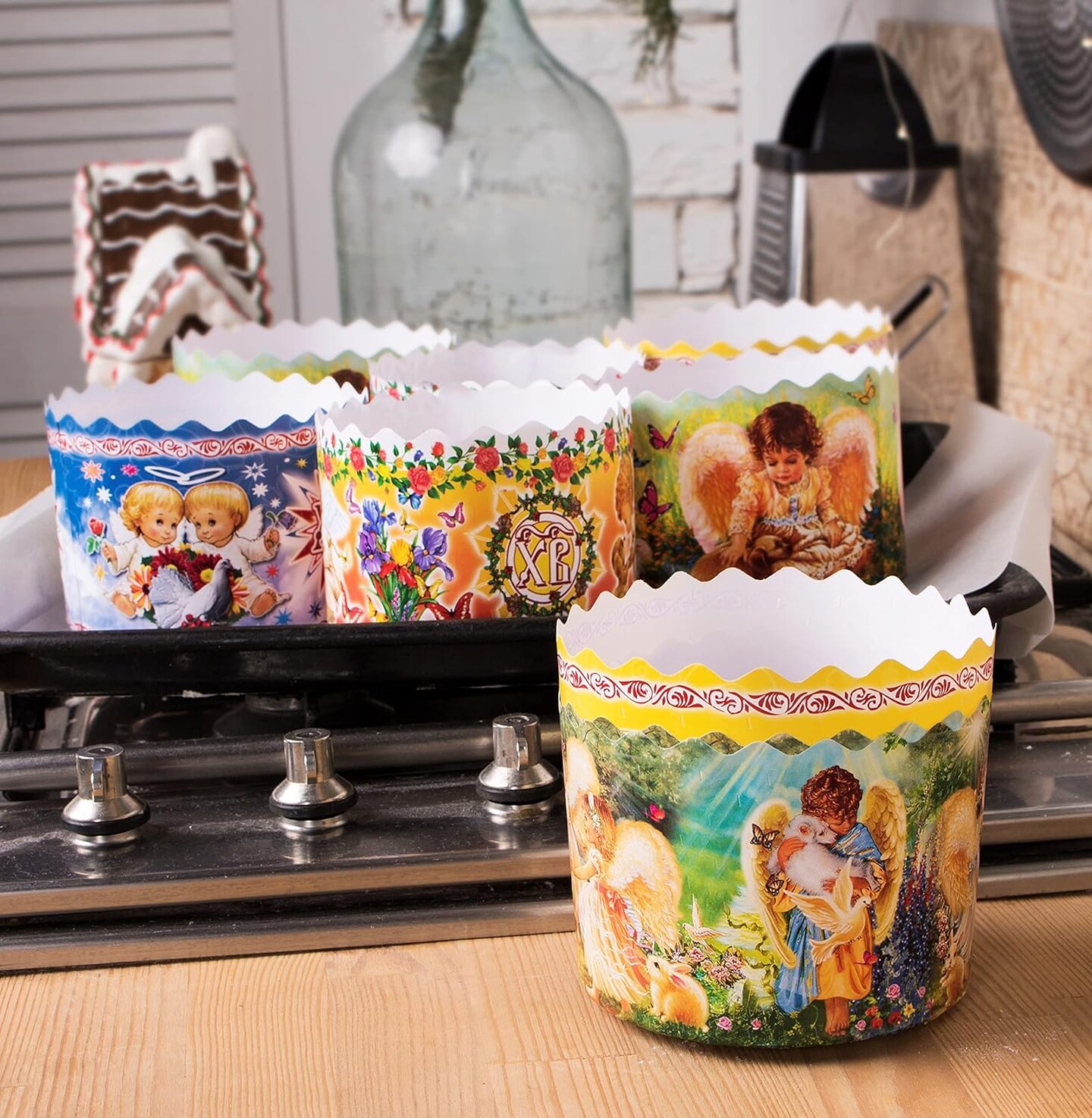 12 oz Easter Bread Baking Paper Molds | 12 Pack Forms | Round Non Stick Kulich Paska Mold - Panettone Paper Mold W 4.33 x H 3.35-In