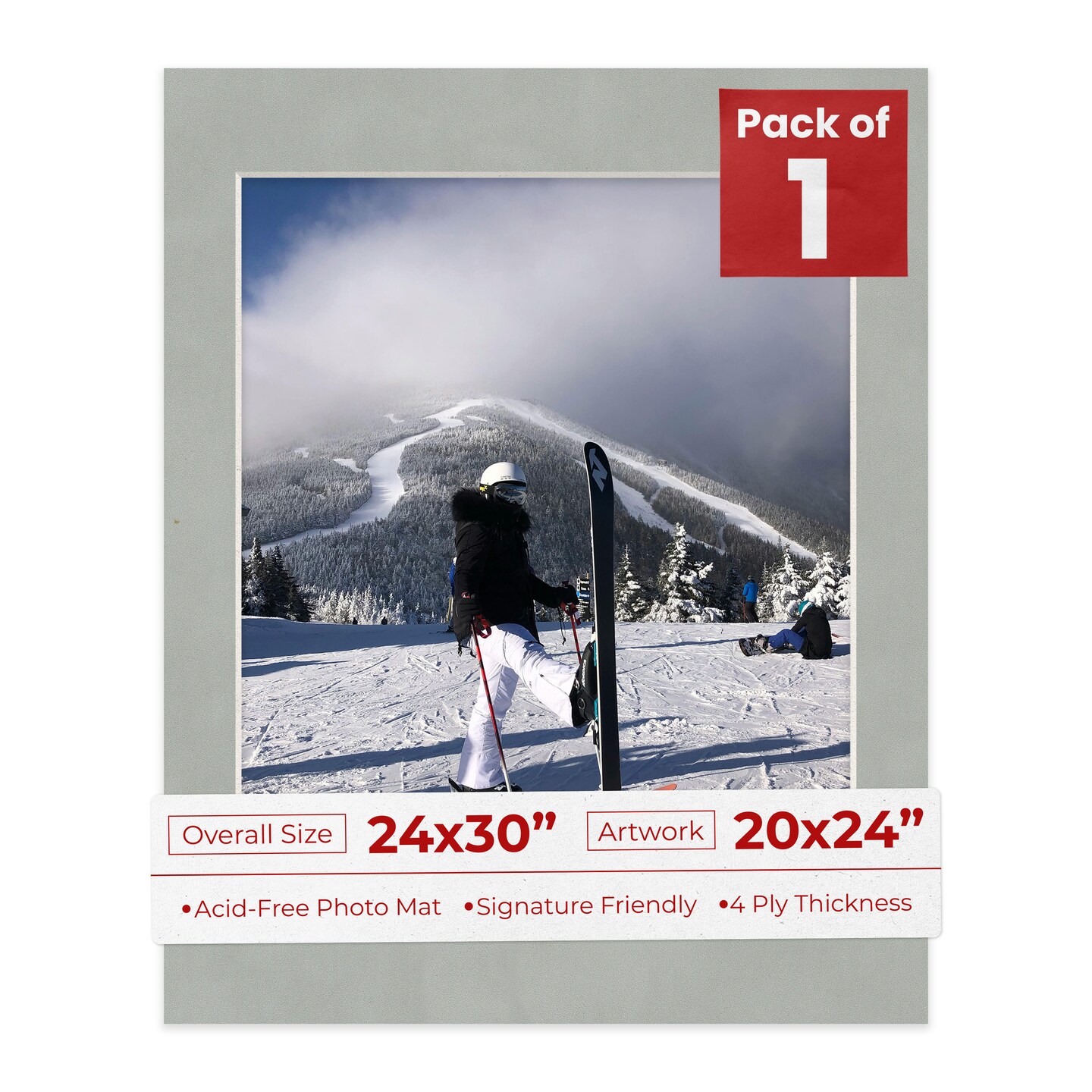 Light Grey Suede Mat Board for 24x30 Frames - Fits 20x24 Photos