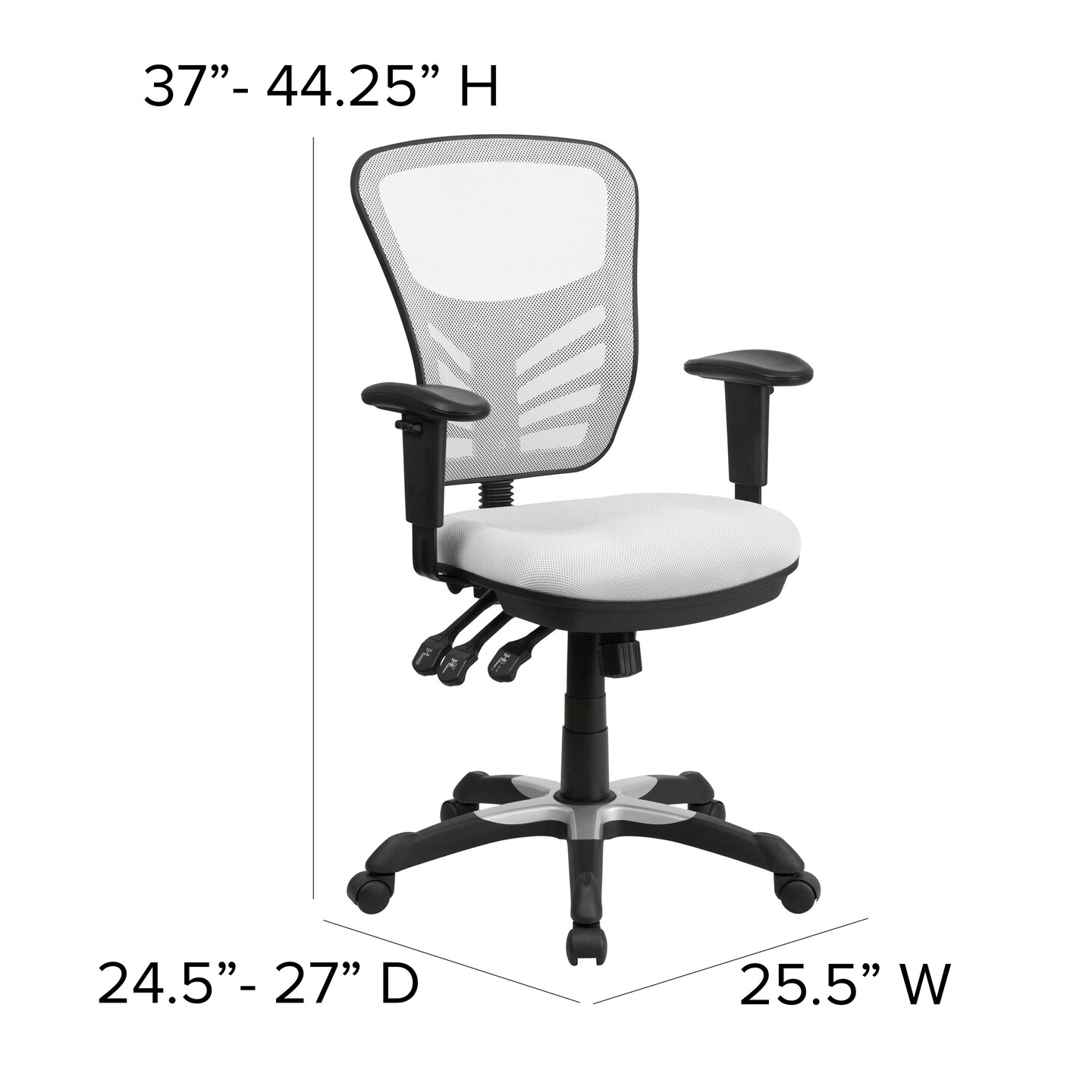 Emma and Oliver Mid-Back Mesh Triple Paddle Swivel Ergonomic Office Chair with Adjustable Arms