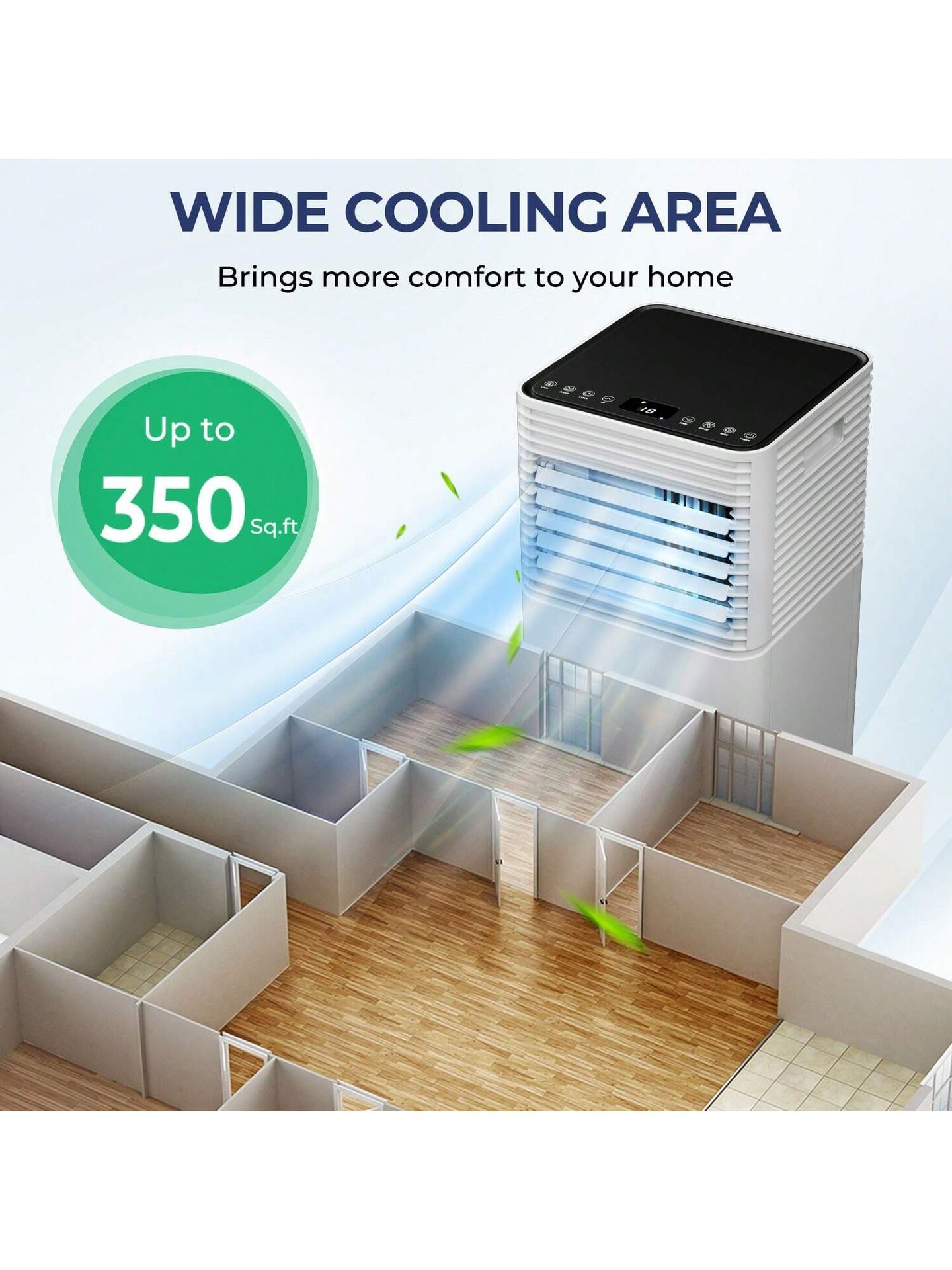 Portable 10000 BTU Air Cooler Fan Dehumidifier 3-in-1 Remote Control