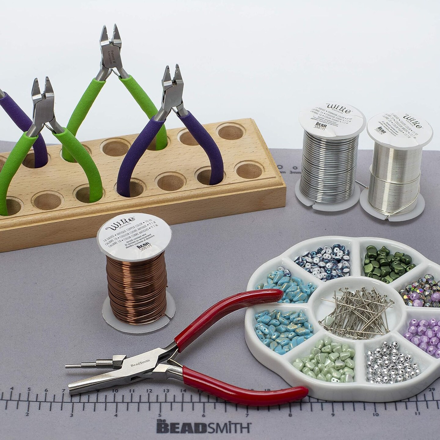 The Beadsmith 3-Step Round/Concave (Hollow) Pliers &#x2013; Creates 3-4-5mm Loops &#x2013; Wire Looping and Wire Bending Plier &#x2013; 6 inches &#x2013; Steel Head &#x26; Double Leaf Springs &#x2013; Tool for Jewelry Making