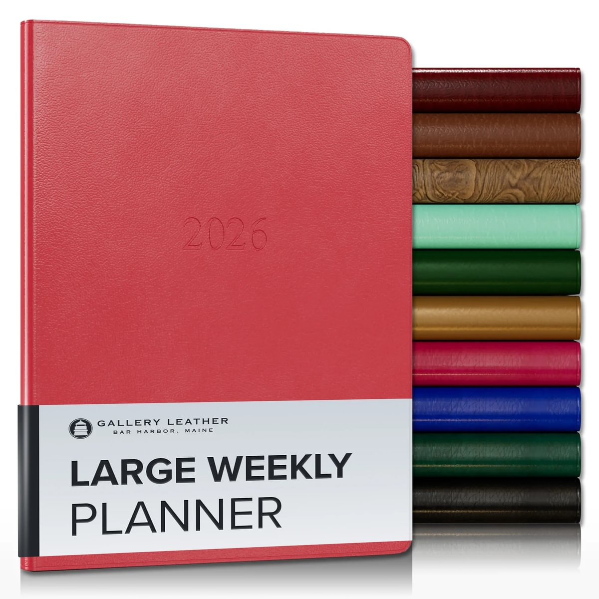 Gallery Leather Large Weekly Planner 2026, Elegantly Bound Calendar Planner and Notebook with Stylish Gold-Gilded Page Edges, 12 Months - 9.75 x 7.5 &#x22;