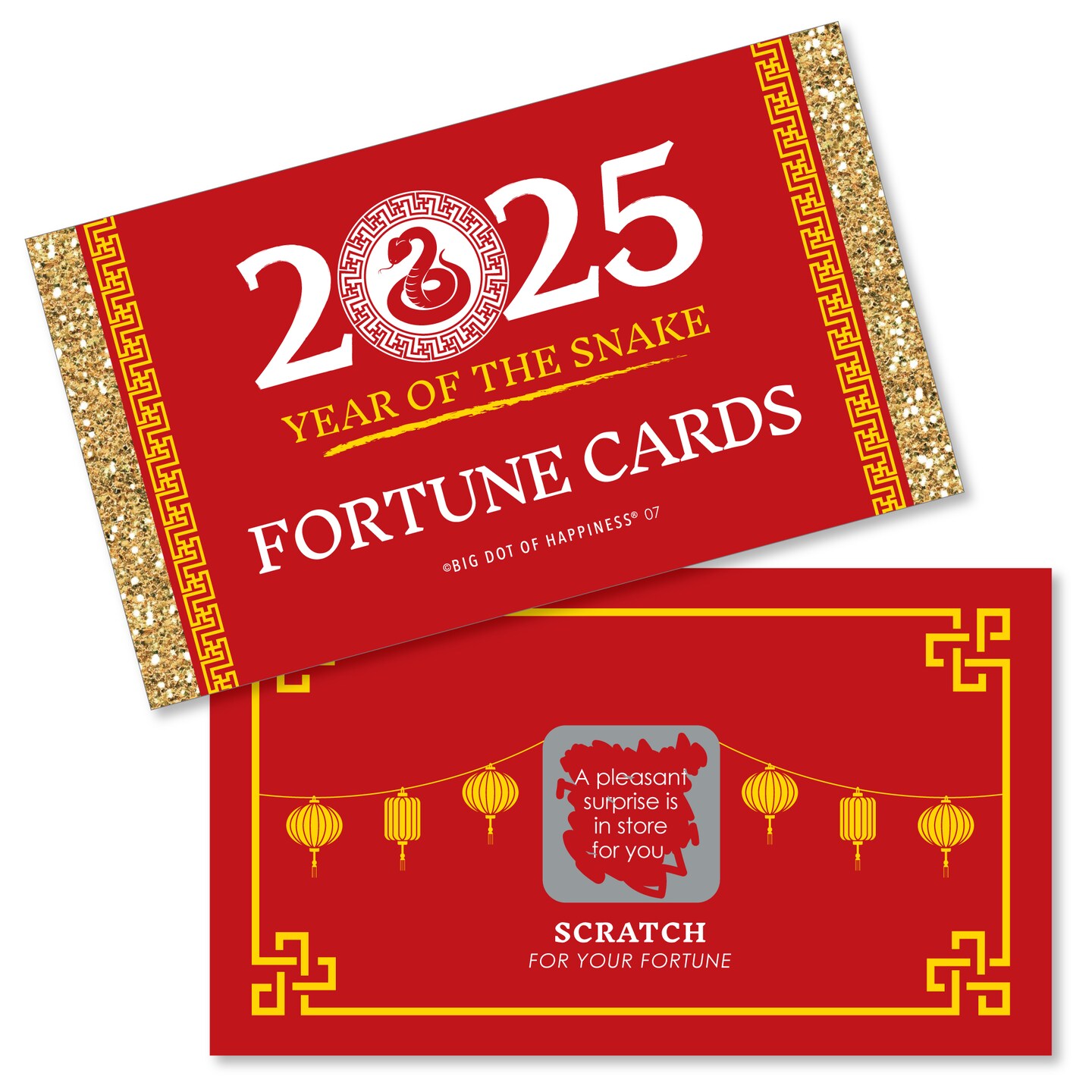 Big Dot of Happiness 2025 Year of the Snake - Lunar New Year Game Scratch Off Fortune Cards - 22 Count