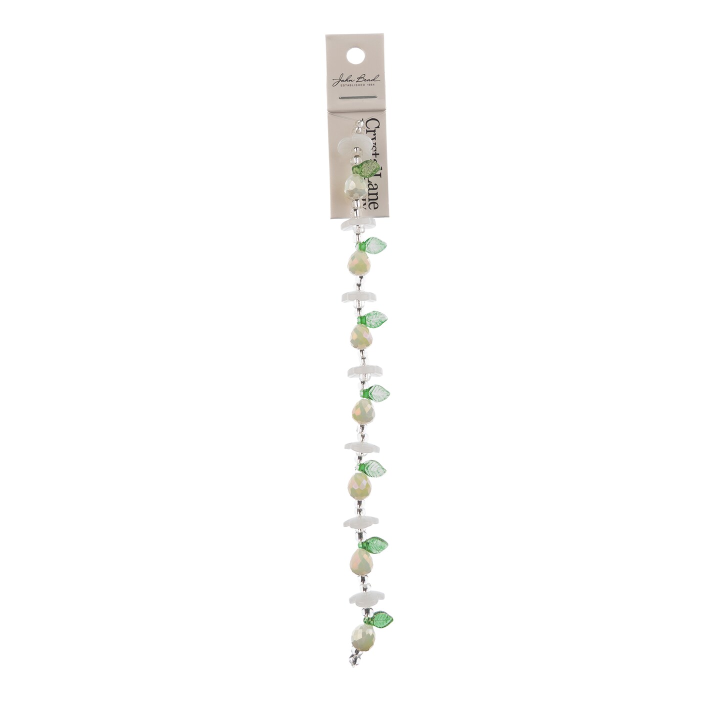 Crystal Lane DIY Glass Garden Pears with Leaf Bead Strand, 14pcs