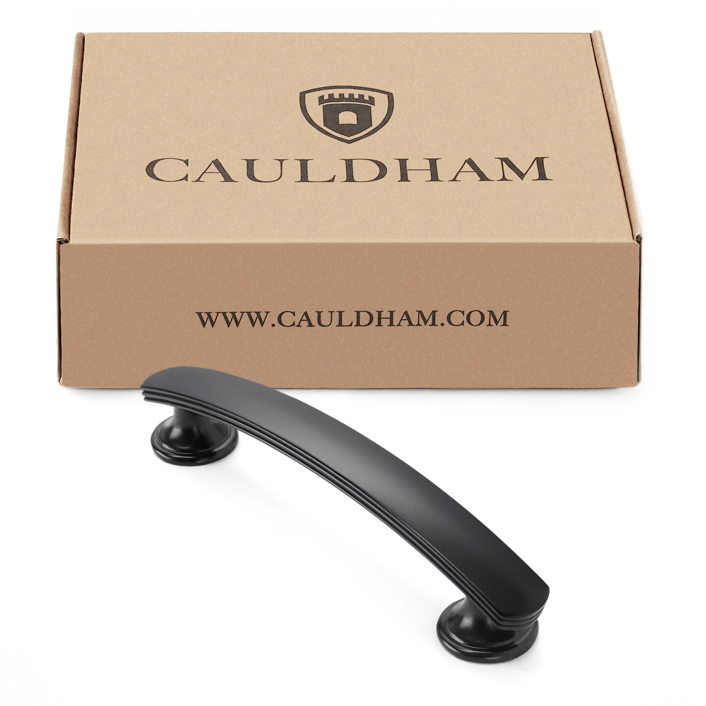 Cauldham Solid Kitchen Cabinet Arch Pulls Handles (3-3/4&#x22; Hole Centers) - Curved Drawer/Door Hardware - Style T750 - Matte Black