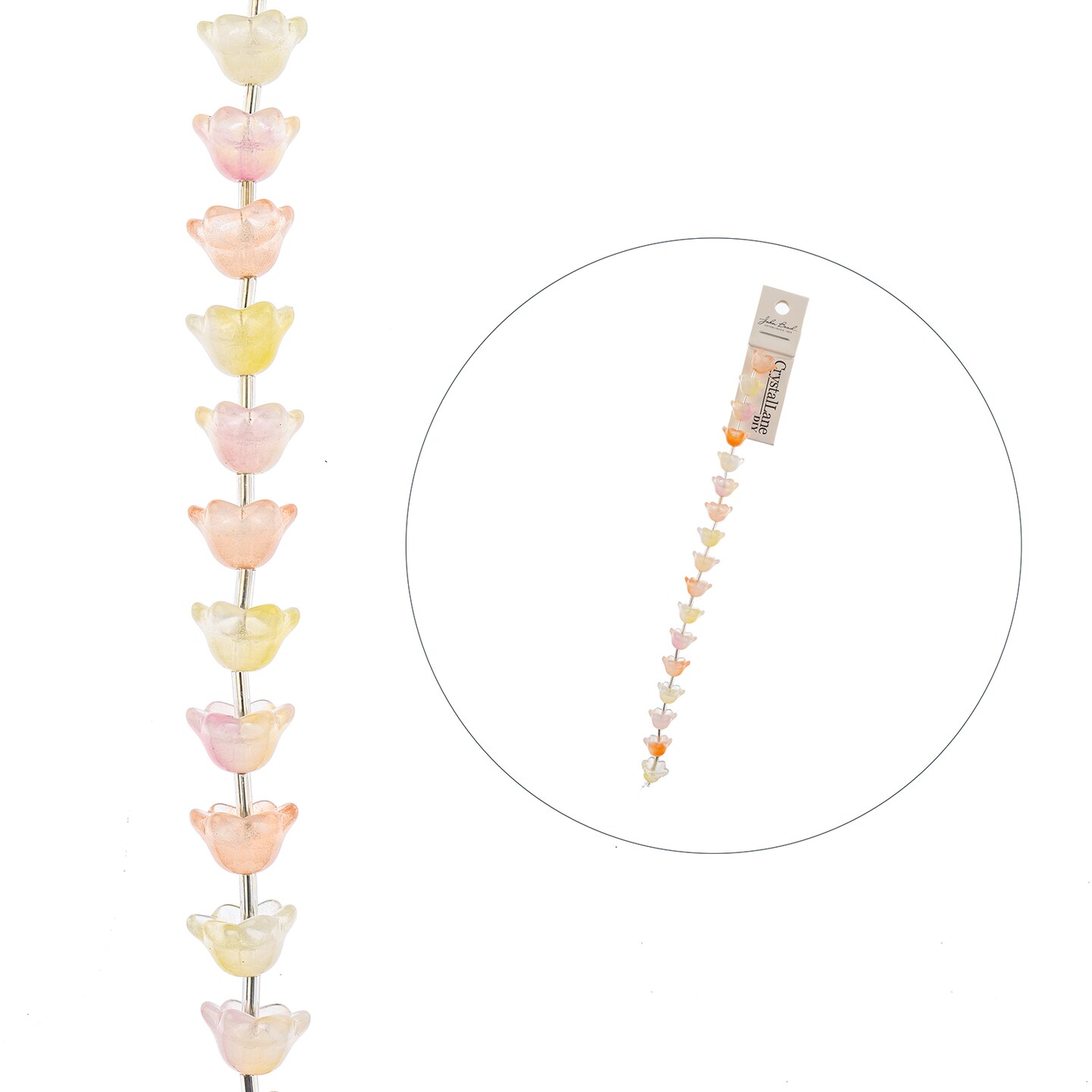 Crystal Lane DIY Glass Garden 8x12mm Tulip Flowers Bead Strand, 17pcs