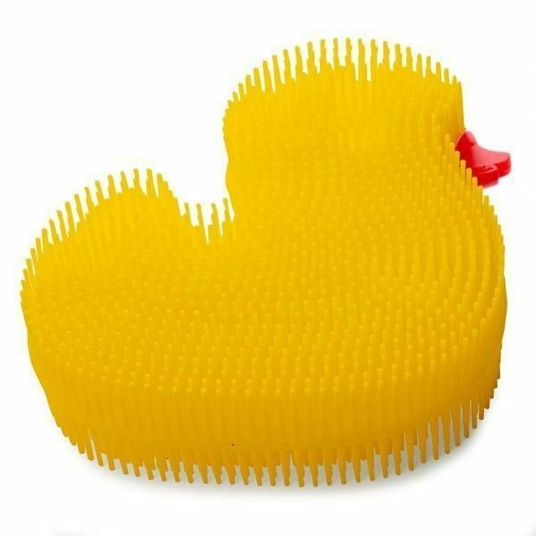Norpro Silicone Dish Brush - Double Sided Multi Use Veggie Scrubber Pot Holder - Yellow (Duck)
