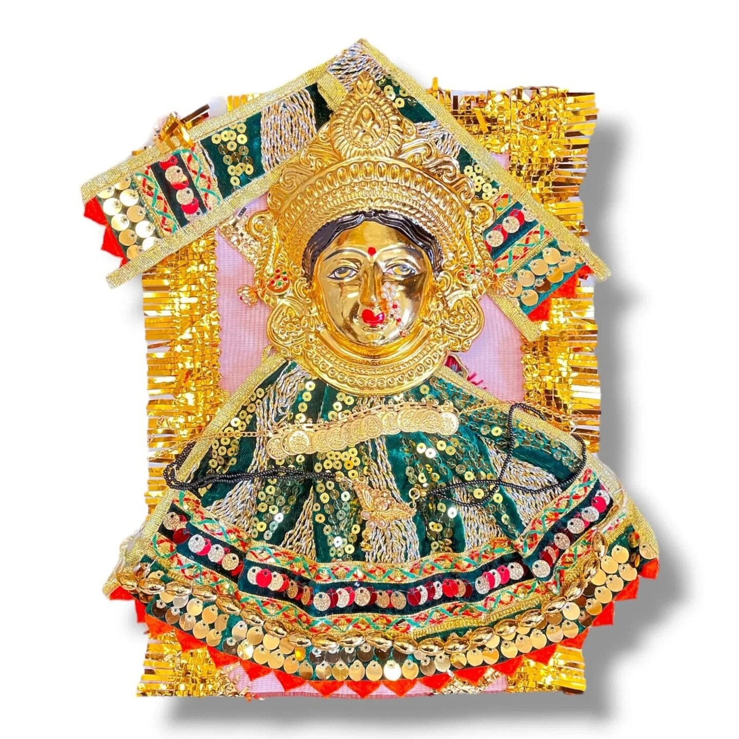 Varalaxmi Goddess Face Set Devi Mata Mukhota Mahalaxmi Face Velvet Idol Gotta with Embroidery Dress Jewelry for Vara Lakshmi Vratam Navaratri Margashirsha Vratha Pooja Temple
