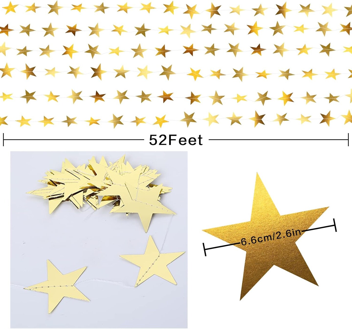 Paper Glitter Star Garland Banner Party Decoration