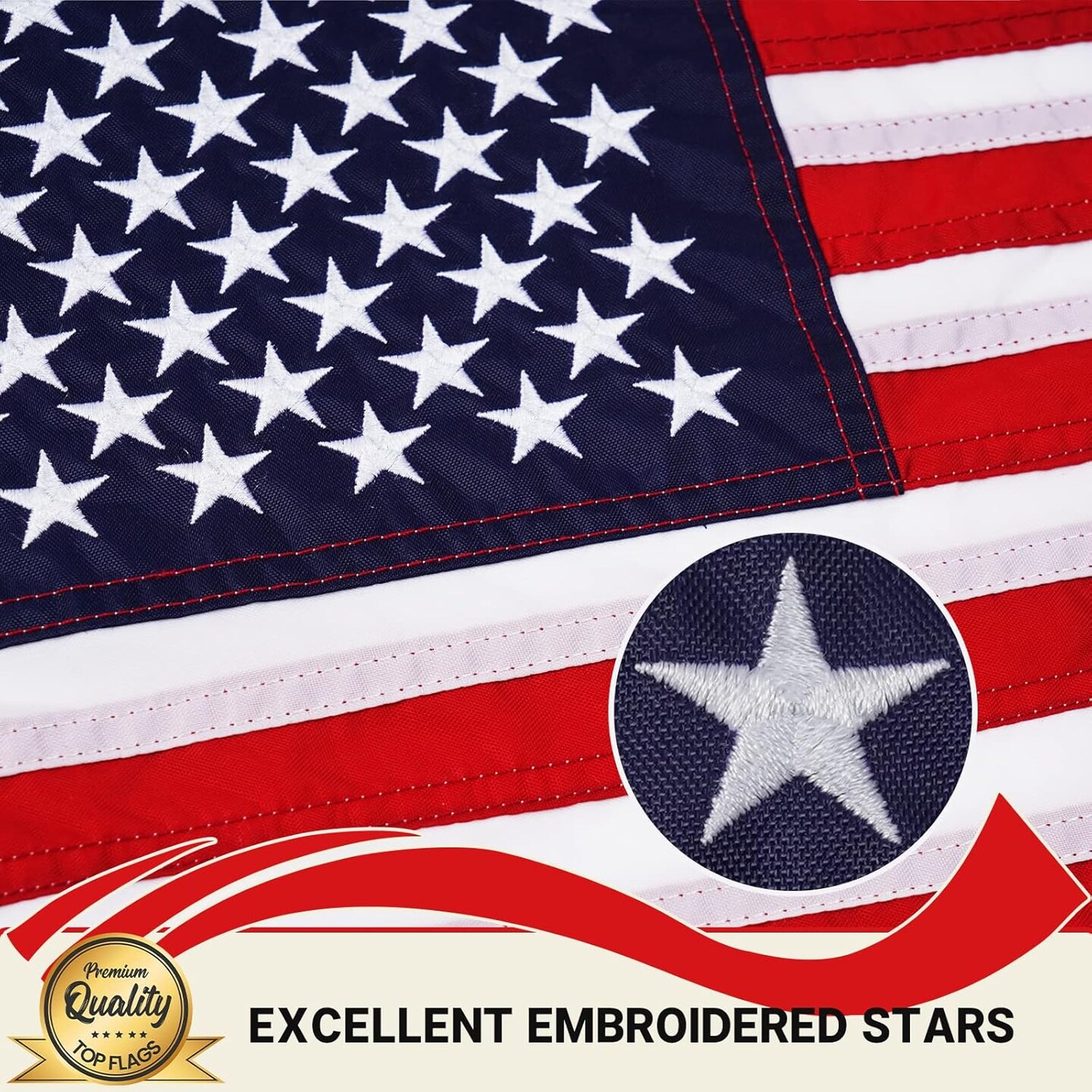 American Flag 12x18 Inch Embroidered US Small USA Boat Flags for Outside with 2 Brass Grommets Heavy Duty Nylon for Marine Boat Cabin