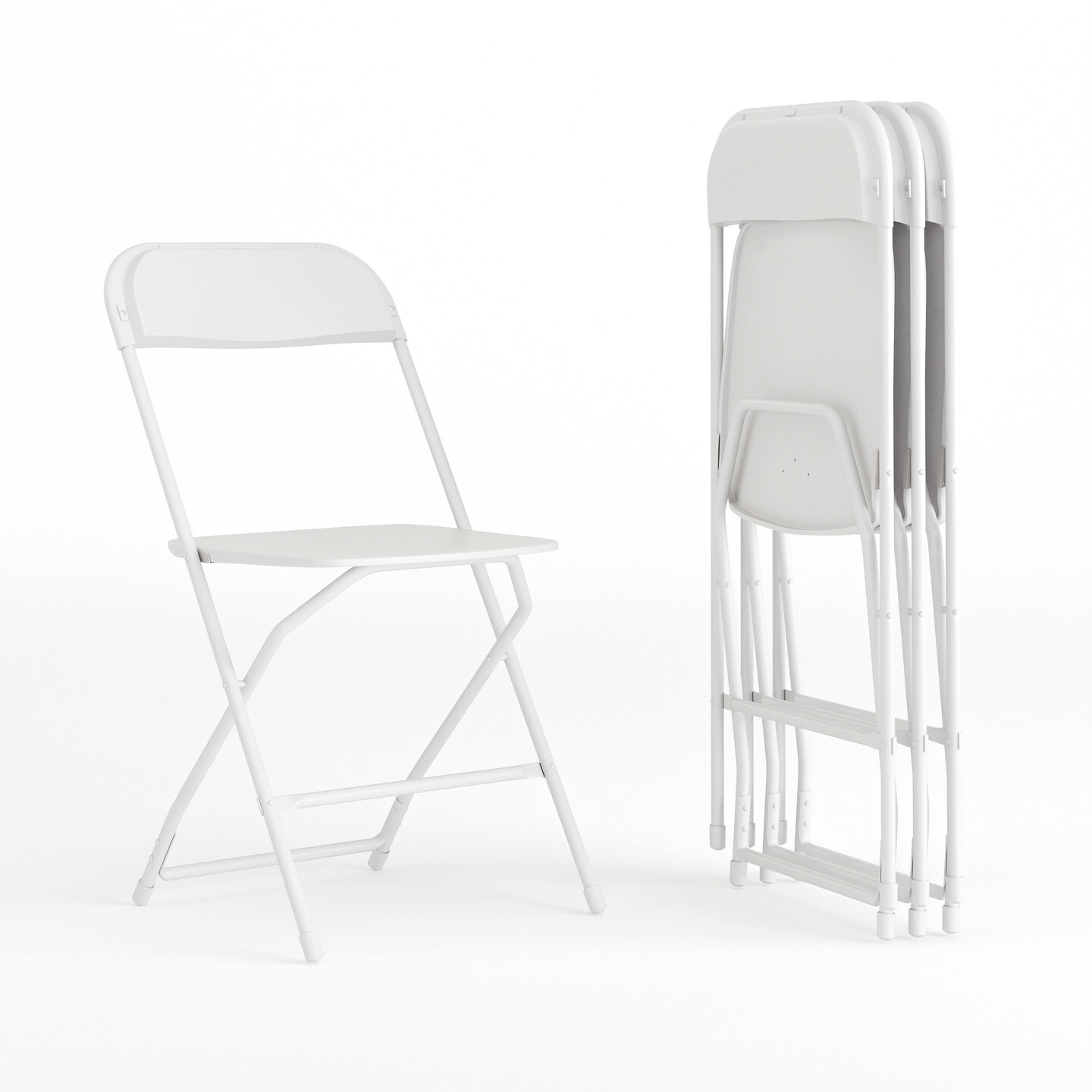 Emma and Oliver Plastic Folding Chair - 4 Pack 650LB Weight Capacity