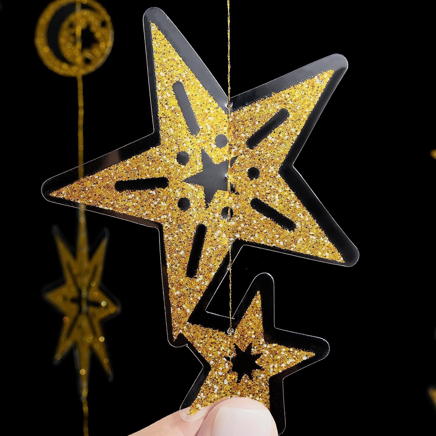 Cheerland Glitter Gold Star Garland Party Decoration