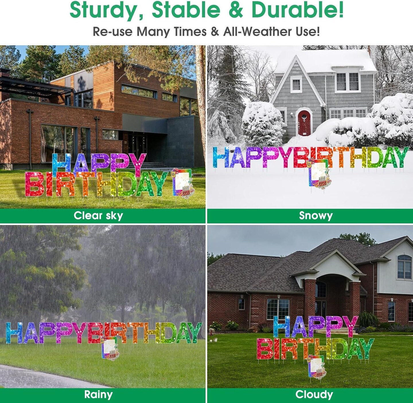 14Pcs Happy Birthday Yard Signs with Stakes, Flordeluna 16” Large Size Birthday Lawn Sign, Happy Birthday Sign Personalized Age, Outdoor Birthday Decoration, Durable, Reusable