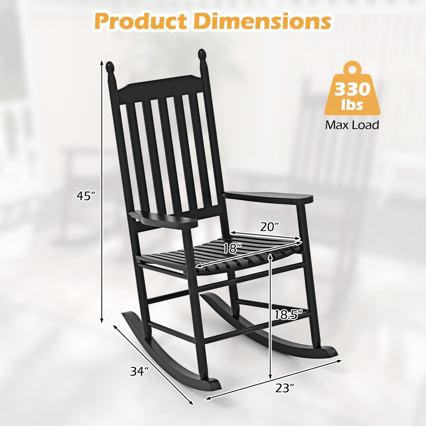 Acacia Wood Rocking Chair with Ergonomic Seat &#x26; Gentle Rocking Motion