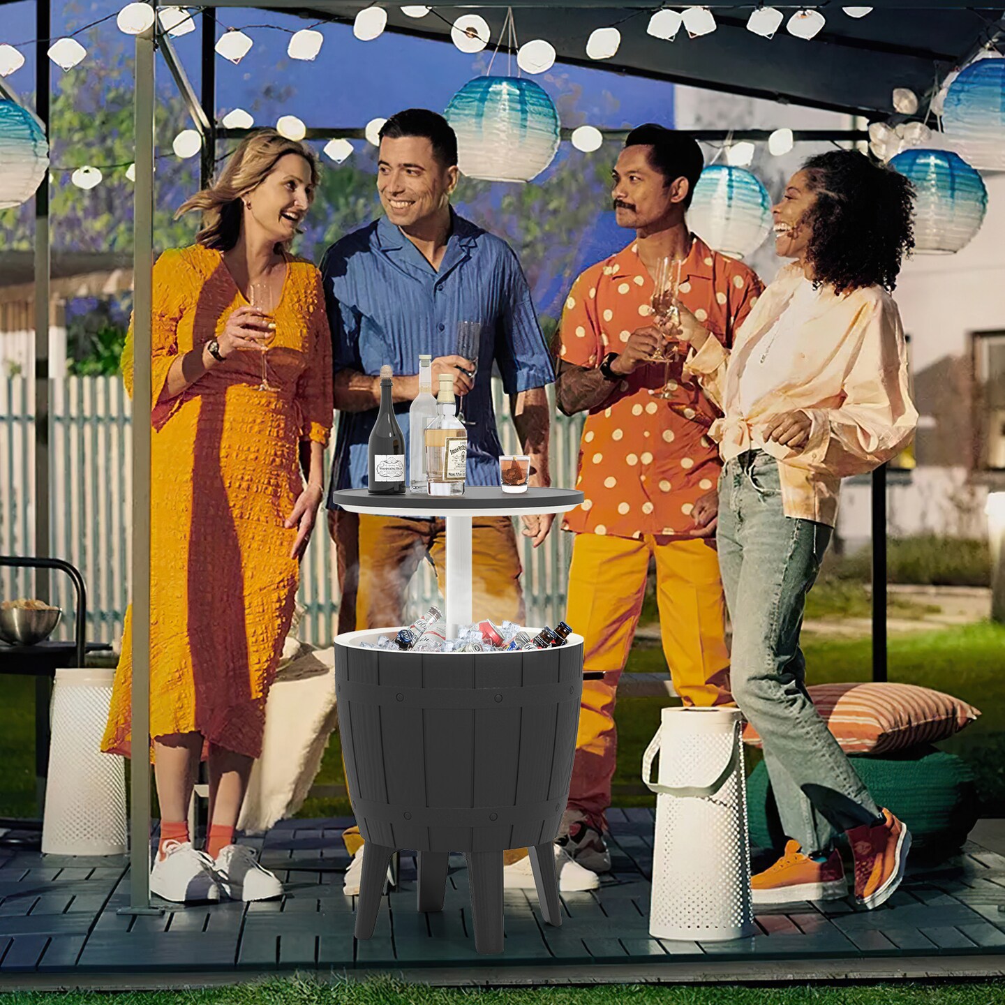 PP Metal 3-in-1 Cooler Bar Table with 10 Gallon Bucket