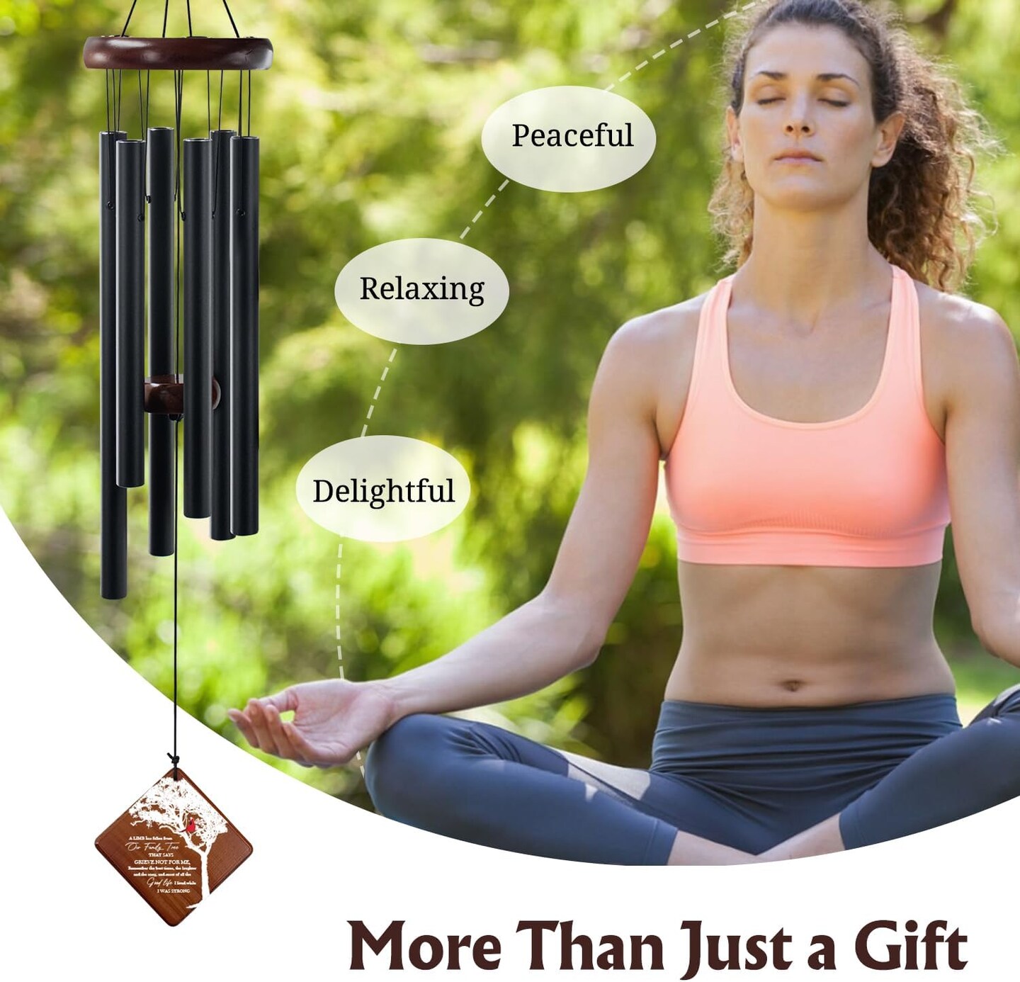 Memorial Wind Chimes for Loss of Loved One, 36&#x22; Sympathy Gifts for Loss of Dad Father Brother Friends, Bereavement Outdoor Classic Black Windchimes Suitable for Garden, Patio Decoration