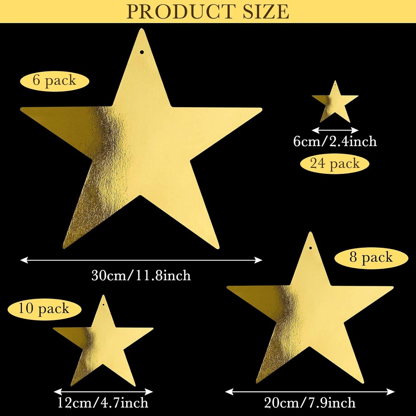 48 Pcs Gold Cardboard Stars Cutouts Party Decorations
